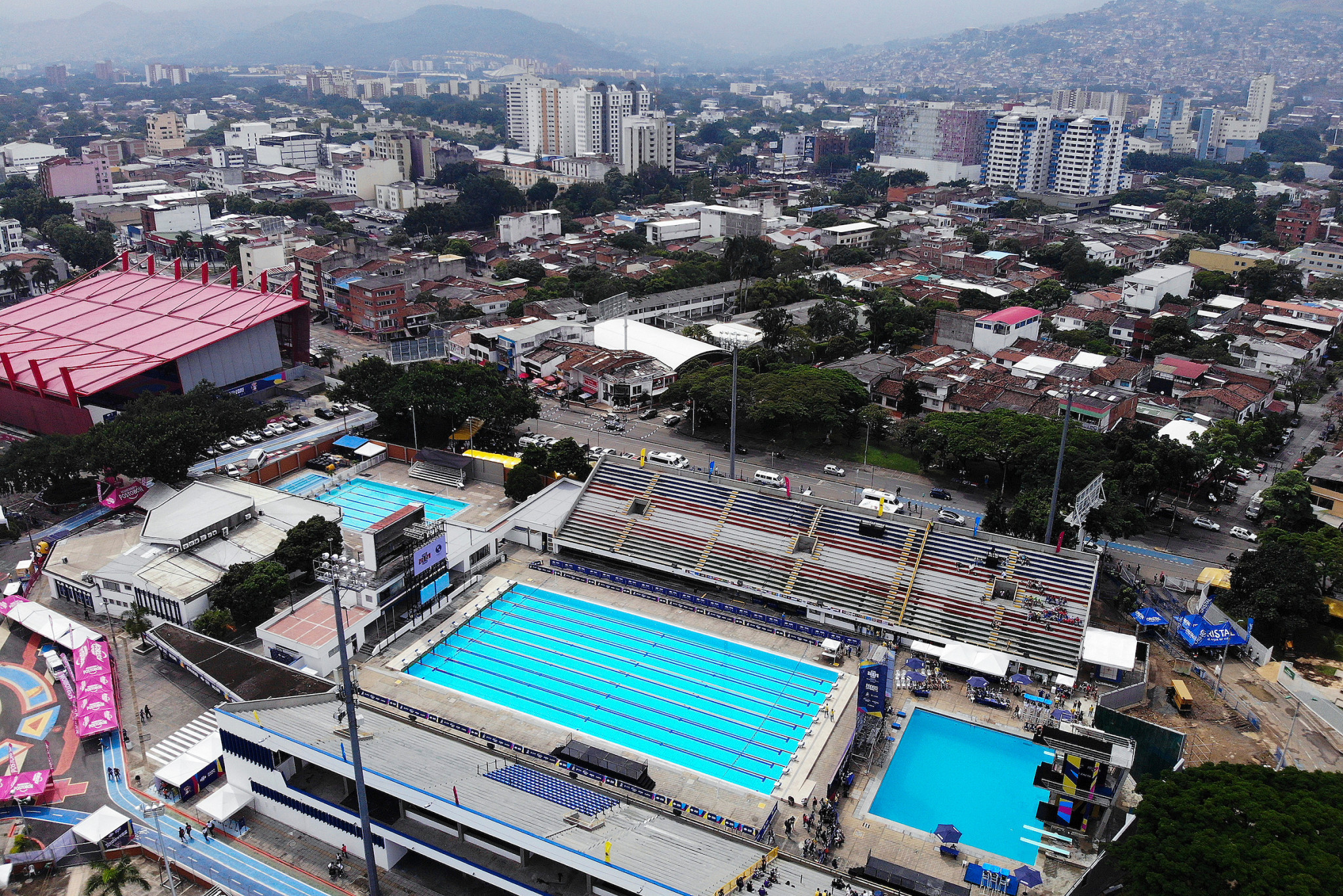 The mixed team diving event took place at the Hernando Botero O'Byrne Swimming Pools in Cali ©Agencia.Xpress Media Alex Reyes