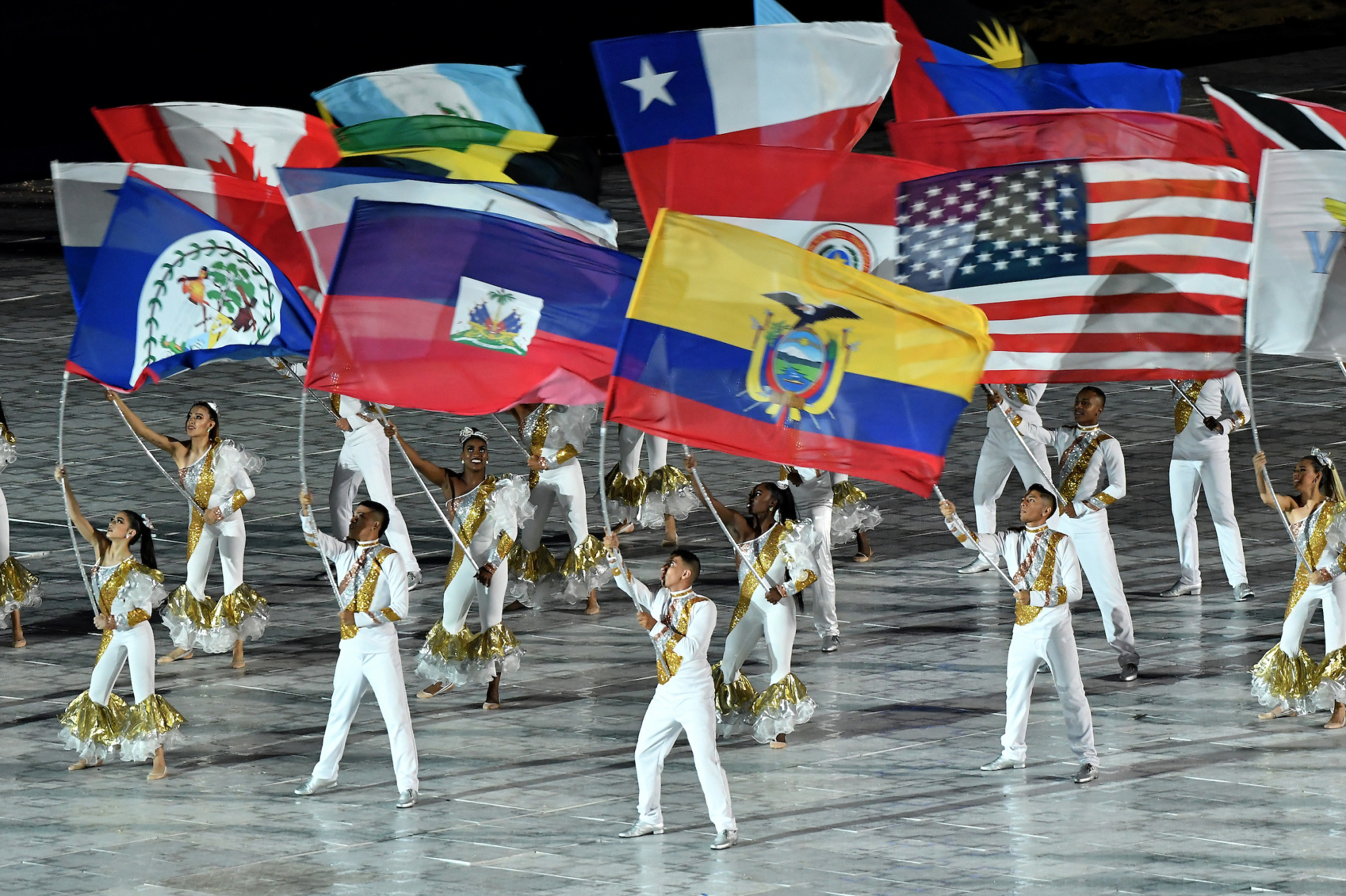 Flags of the 41 Panam Sports nations and territories were flown during a dance performance at the Opening Ceremony ©Agencia.XpressMedia