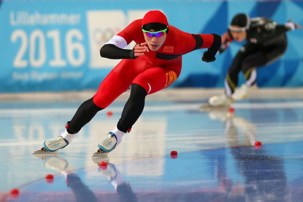 China's Li Yanzhe topped the podium in the men's 500 metres speed skating event ©YIS/IOC