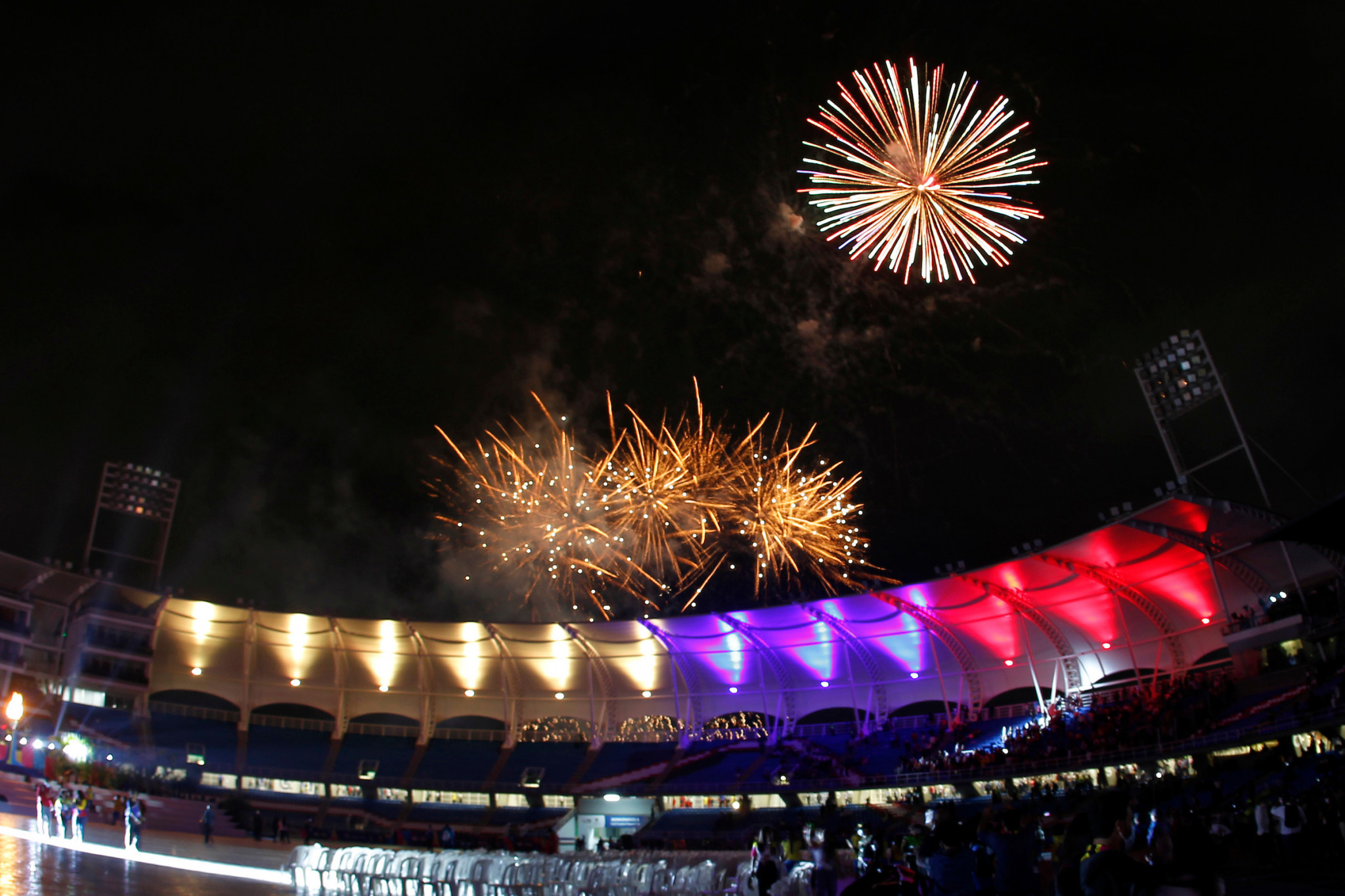 A spectacular fireworks display closed out the Junior Pan American Games Opening Ceremony ©Agencia.XpressMedia