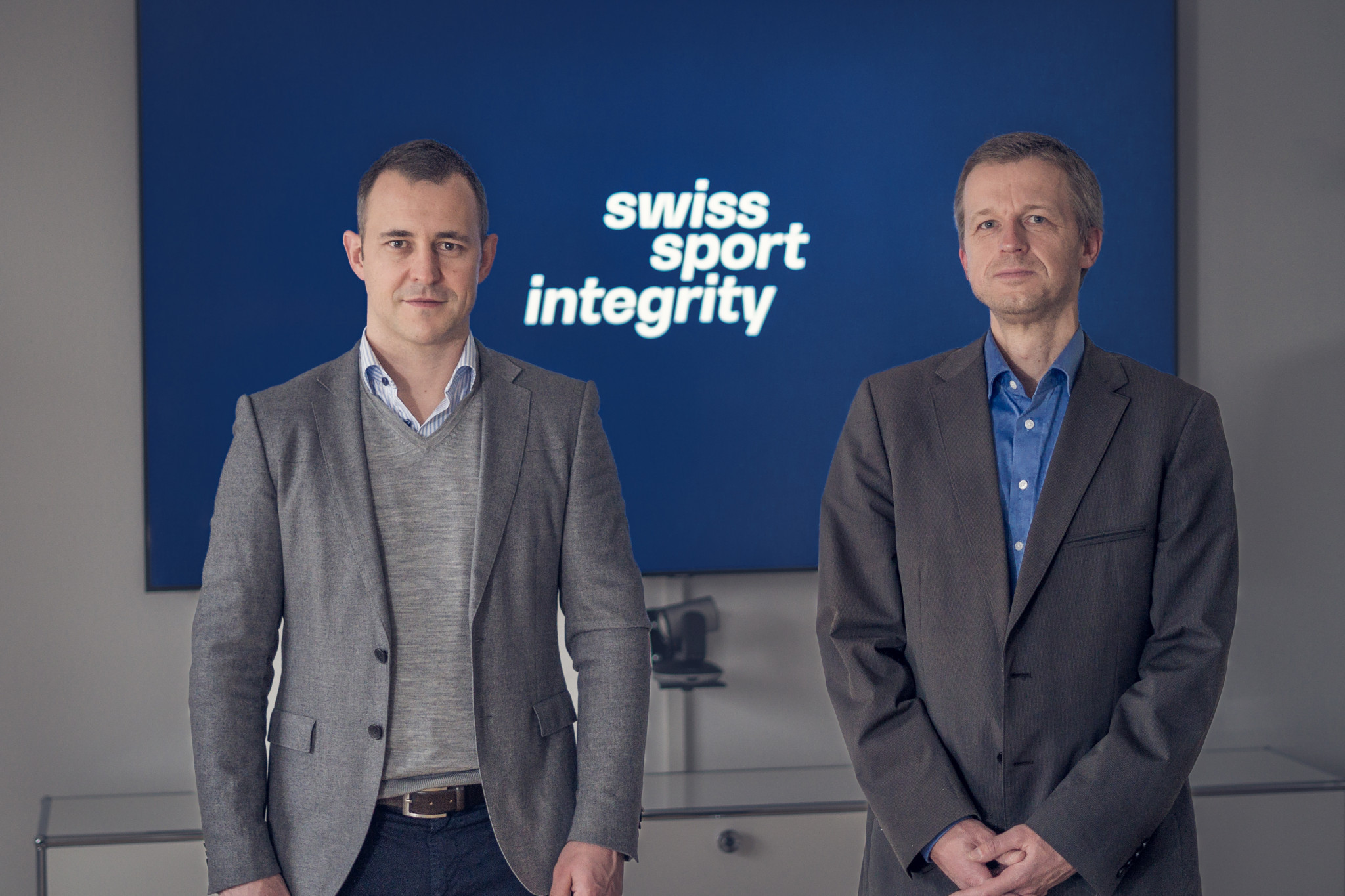 President Ueli Kurmann, left, and director Ernst König unveiled the Swiss Sport Integrity Foundation ©Swiss Sport Integrity