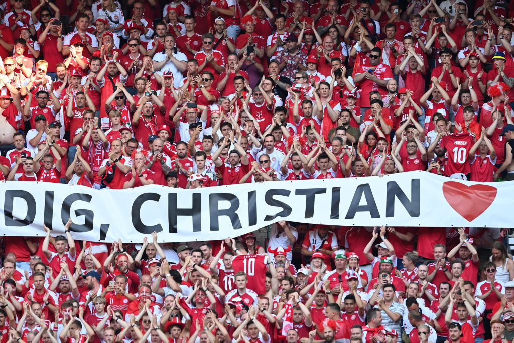 The collapse of Christian Eriksen during Denmark's opening Euro 2020 match in Copenhagen prompted an outpouring of emotion and support from fans at home and abroad ©Getty Images