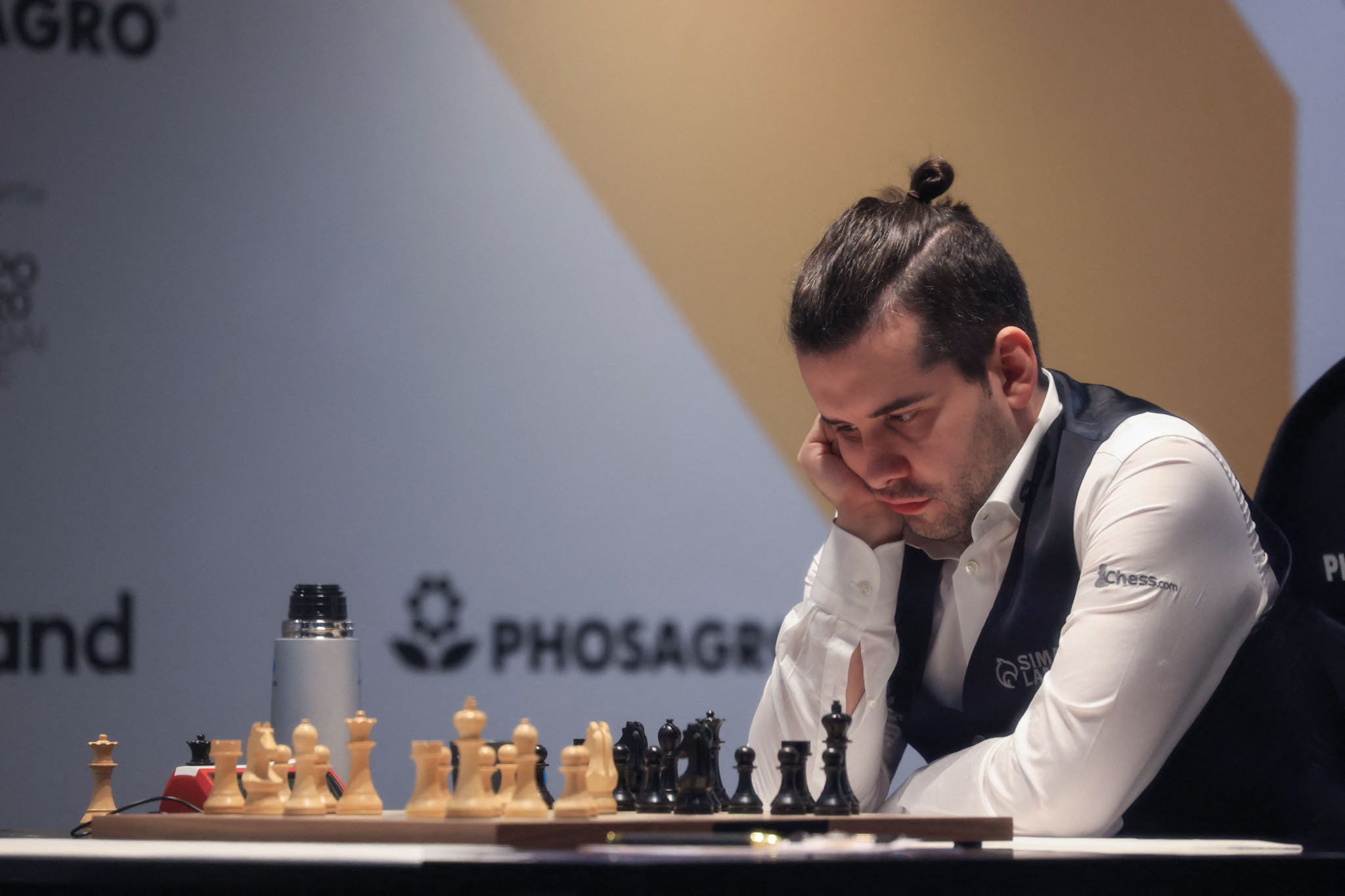 Ian Nepomniachtchi, who is from Russia but competing at the FIDE World Championship final in Dubai neutrally, has drawn both games against holder Magnus Carlsen so far ©Getty Images 