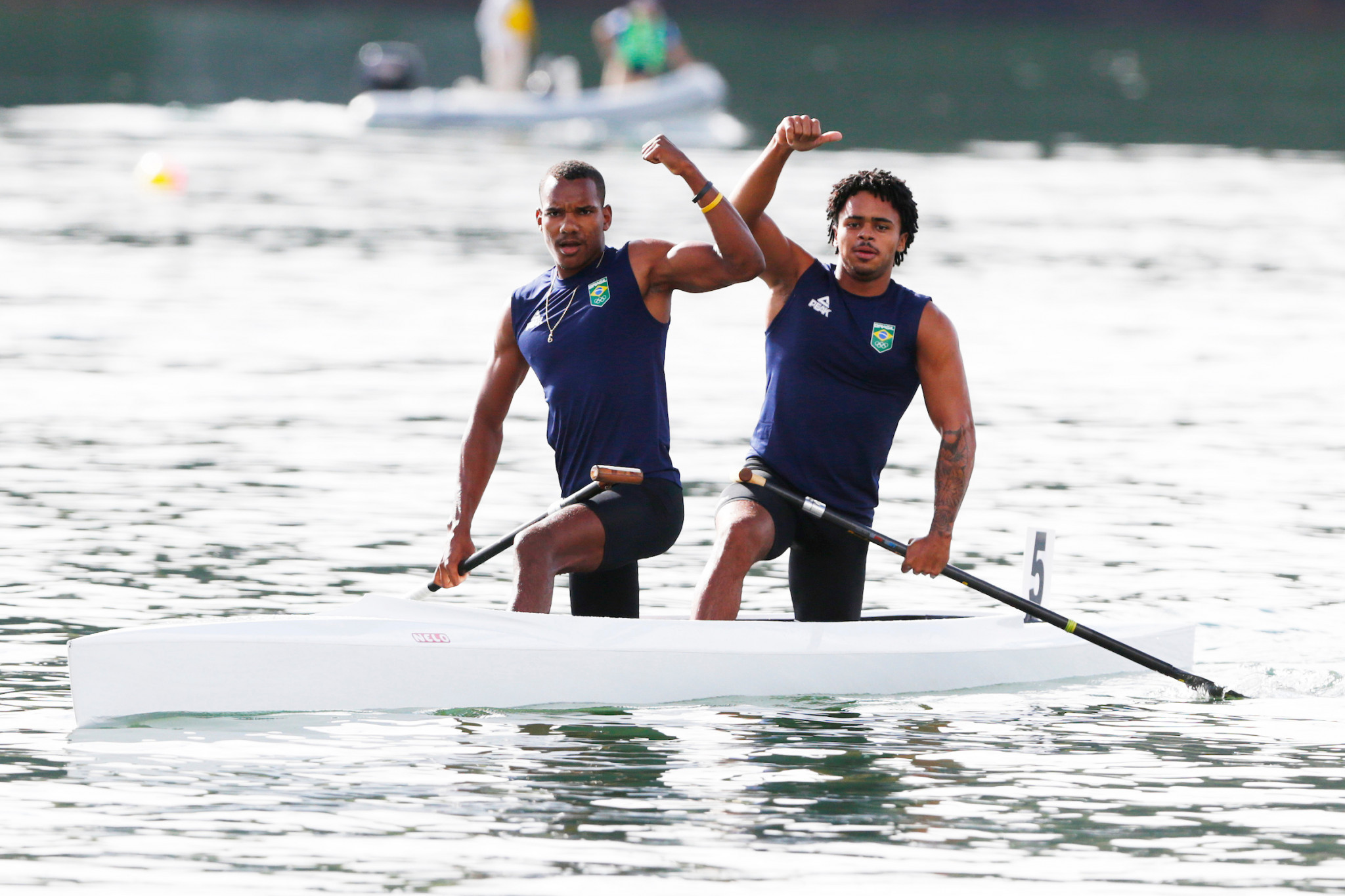 Diego Nascimiento, left, and Evandilson Neto won gold for Brazil in the men's C2 1000 metres final with a time of 3mins 30.12secs ©Agencia.Xpress Media