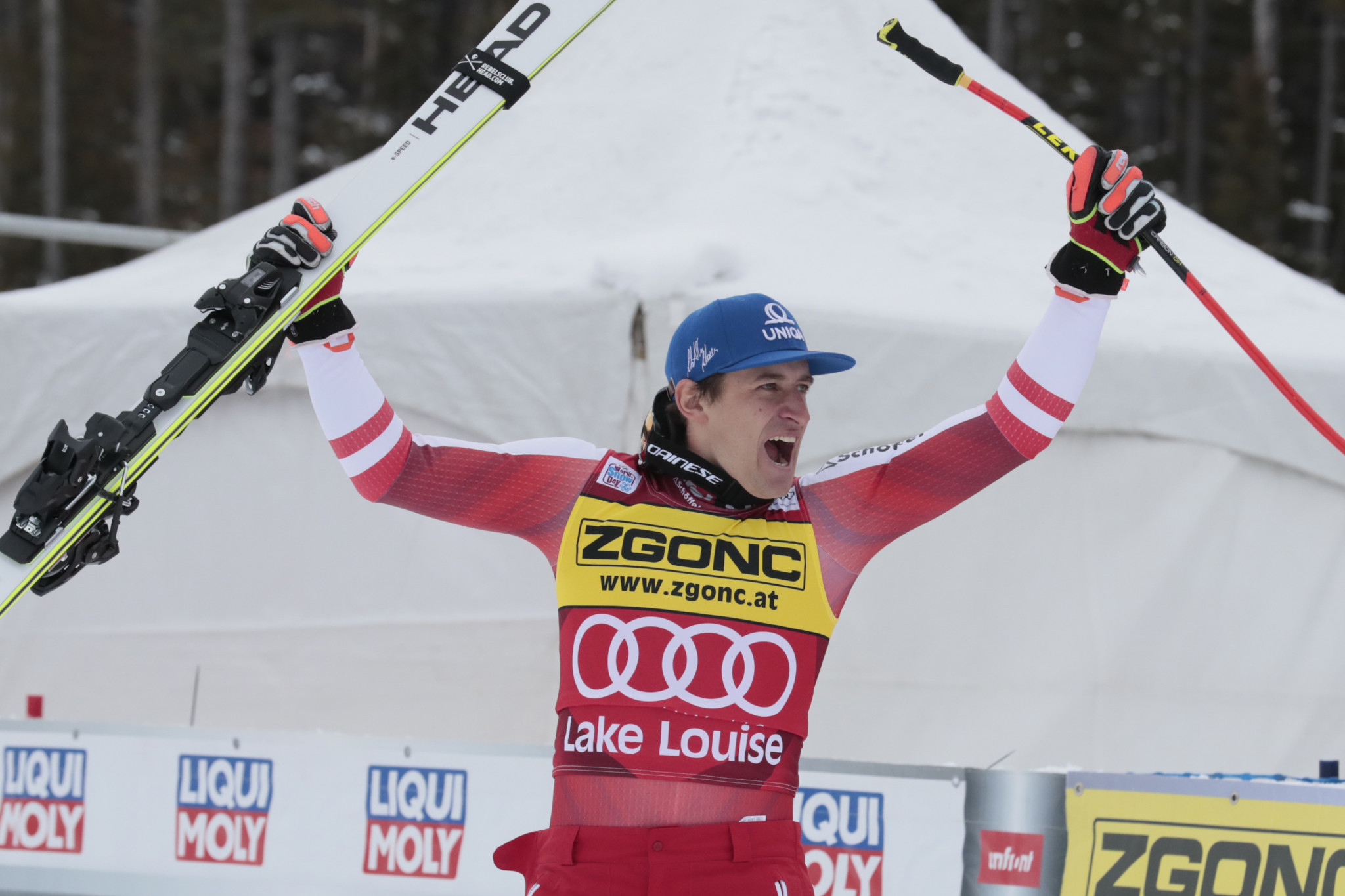 Matthias Mayer won the men's downhill yesterday in Lake Louise ©Getty Images