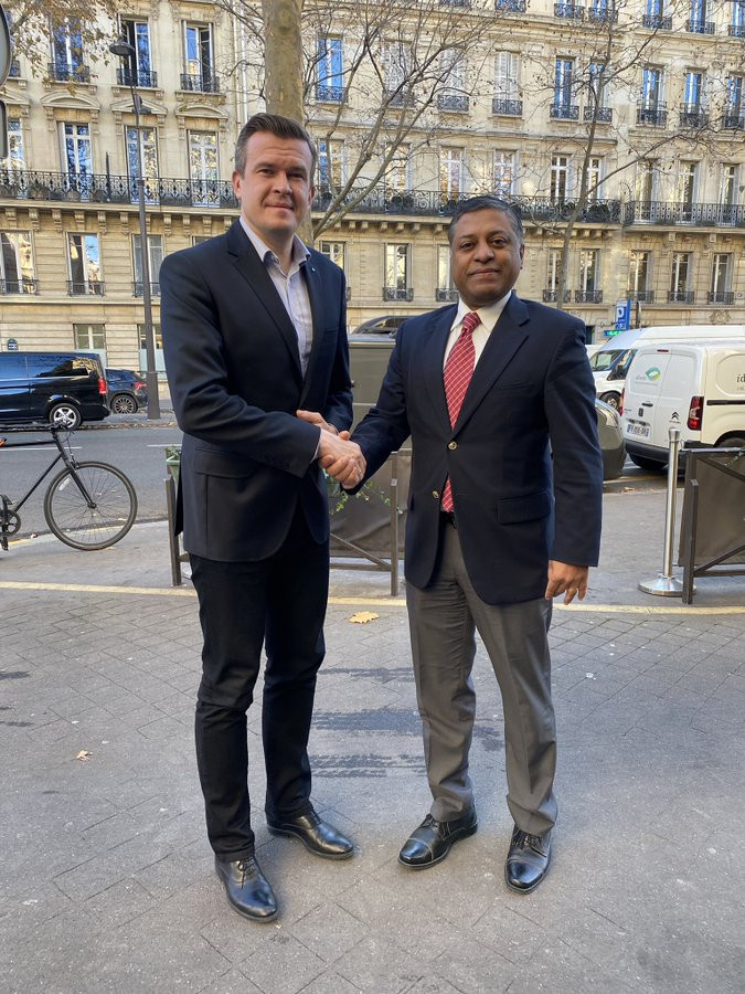 WADA President Witold Bańka met with new ONDCP director Rahul Gupta in Paris last week ©Twitter