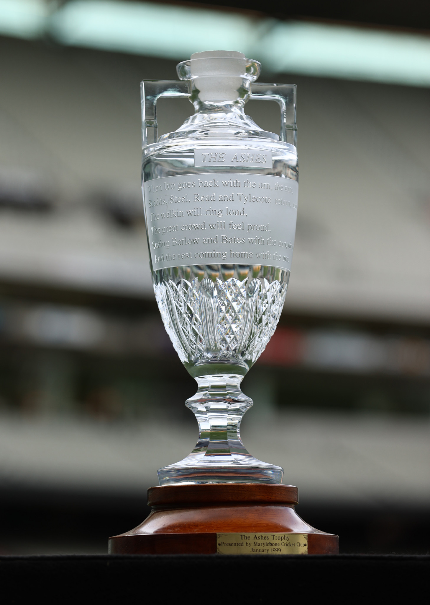 As well as the famous little urn, England and Australia also compete for The Ashes Trophy ©Getty Images 