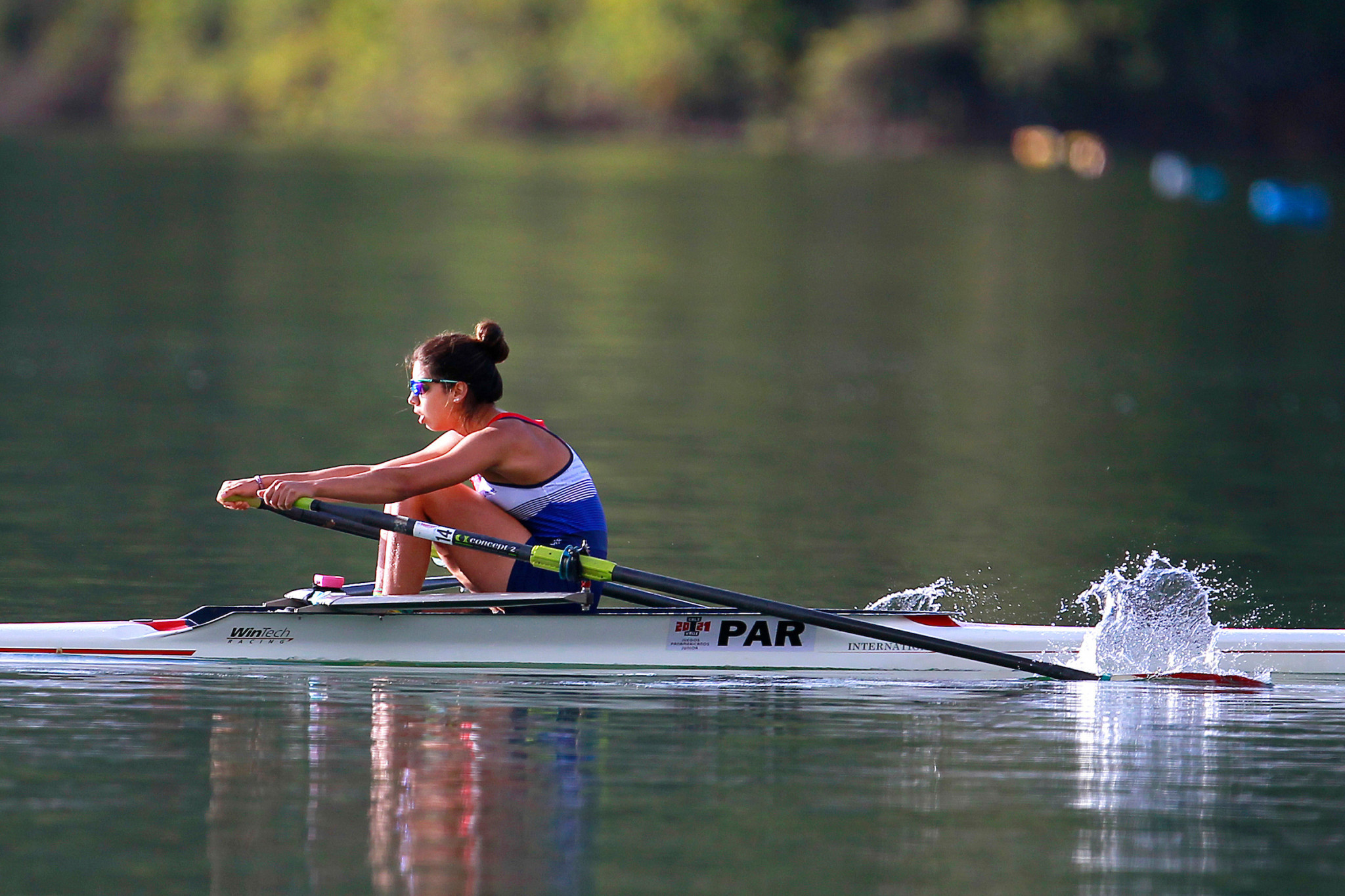 Nicole Martine of Paraguay powered to victory in the women's single sculls rowing event in 7min 43.43sec ©Agencia.Xpress Media