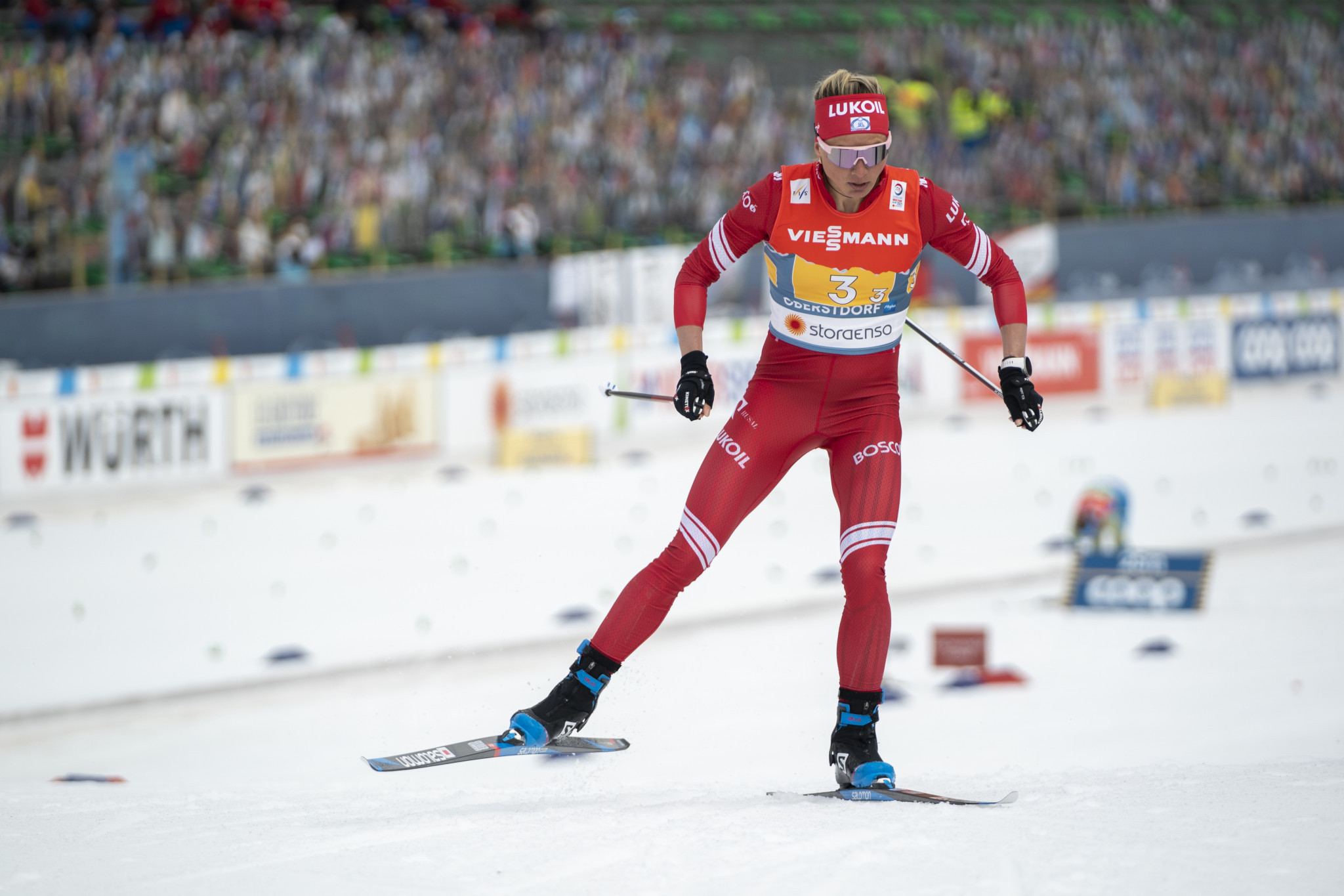 Russia's Tatiana Sorina helped to end Norway's winning streak in the women's relay at the FIS Cross-Country World Cup ©Getty Images