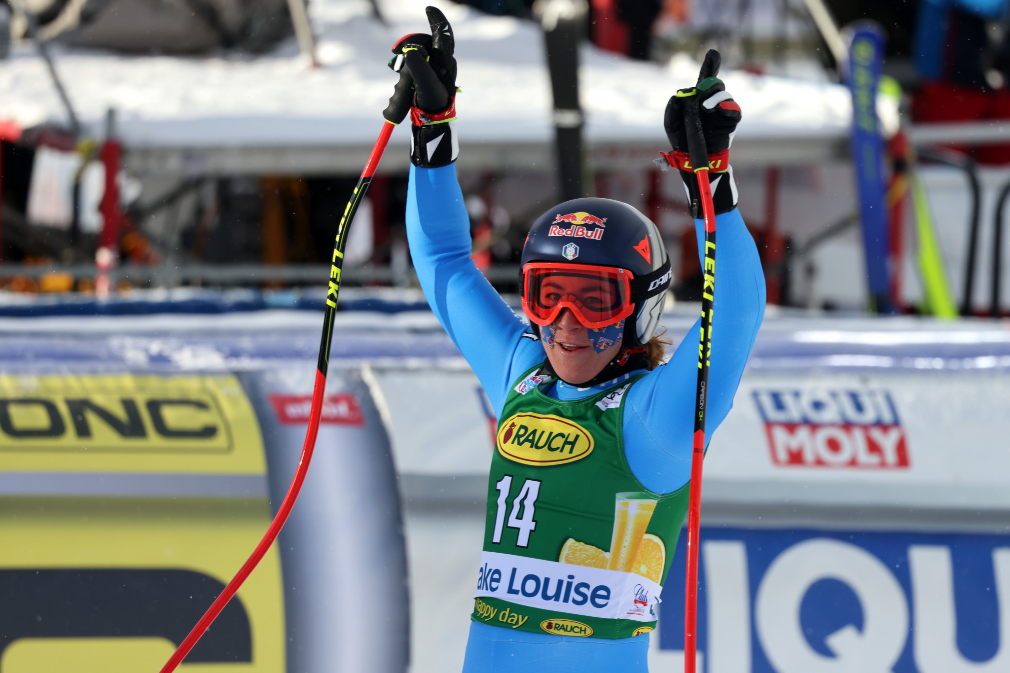 Sofia Goggia leads the downhill and super-G World Cup standings after winning three out of three in Lake Louise last weekend ©Getty Images