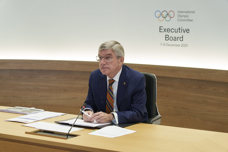 IOC President Thomas Bach fielded questions on China and Peng Shuai ©IOC 