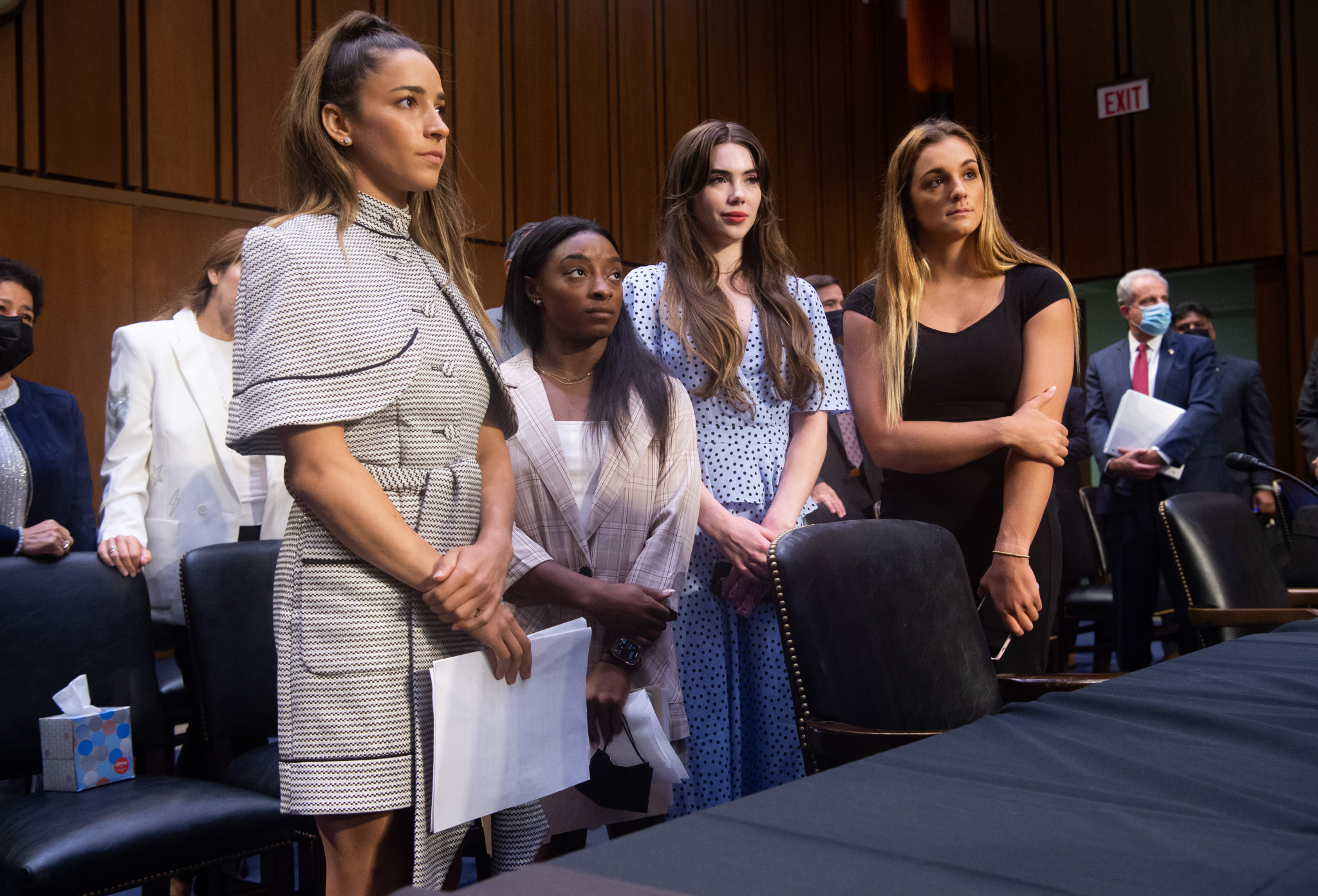 Aly Raisman, Simone Biles, McKayla Maroney and Maggie Nicholls, left to right, testified at a US Senate hearing earlier this year, criticising USA Gymnastics, the USOPC and the FBI ©Getty Images