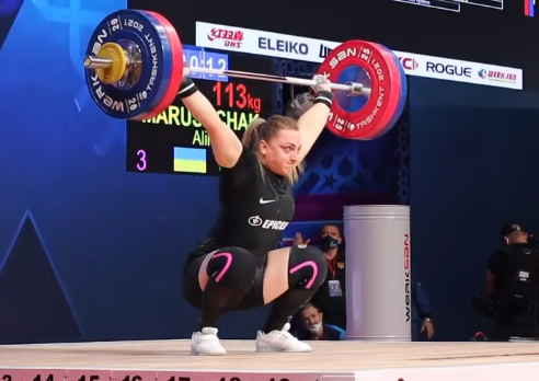 Alina Marushchak made made five good lifts to add the world title to her European crown ©Facebook/IWF