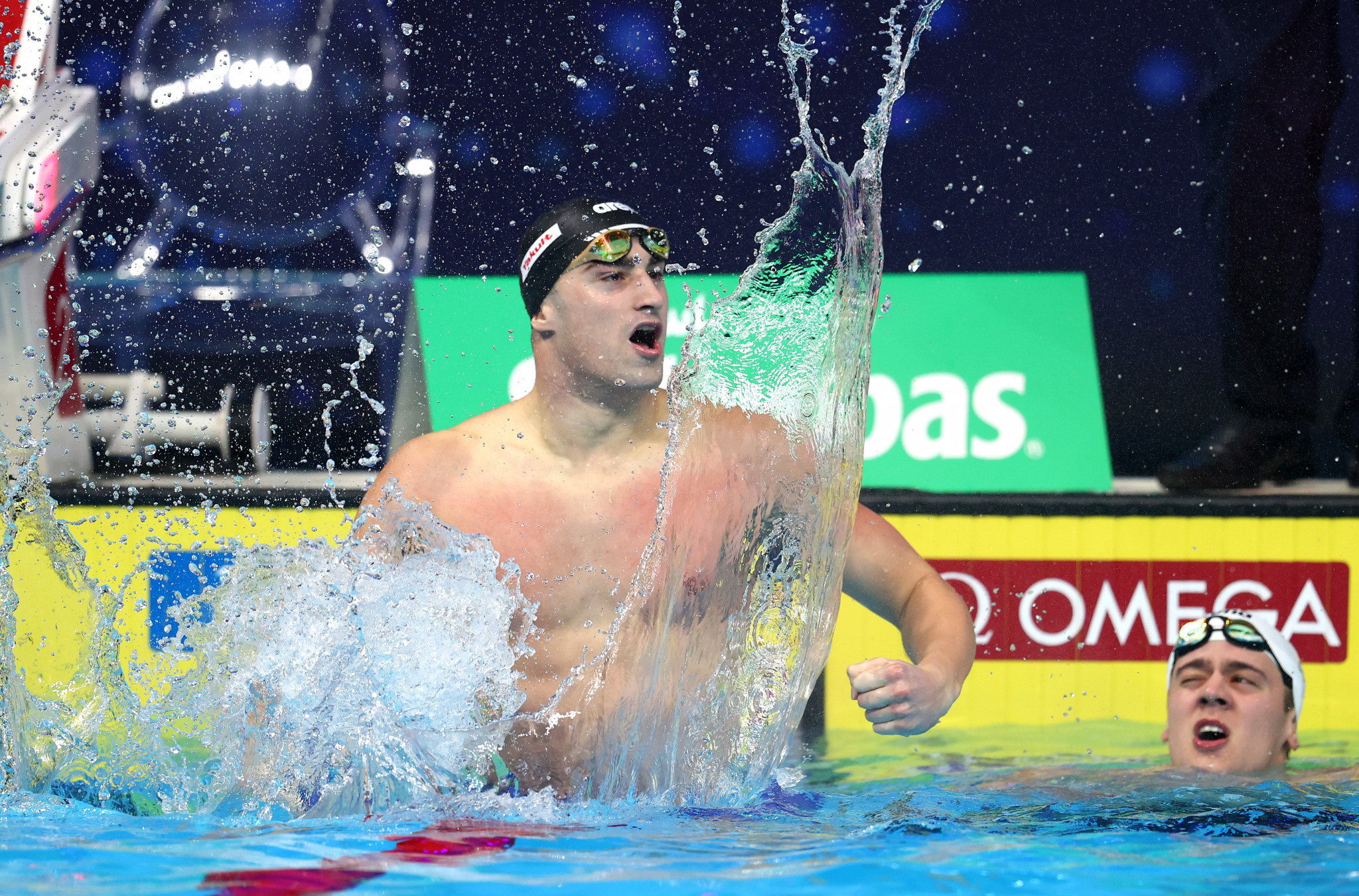 Alberto Razzetti celebrates after winning the men's 200m butterfly gold medal ©Getty Images