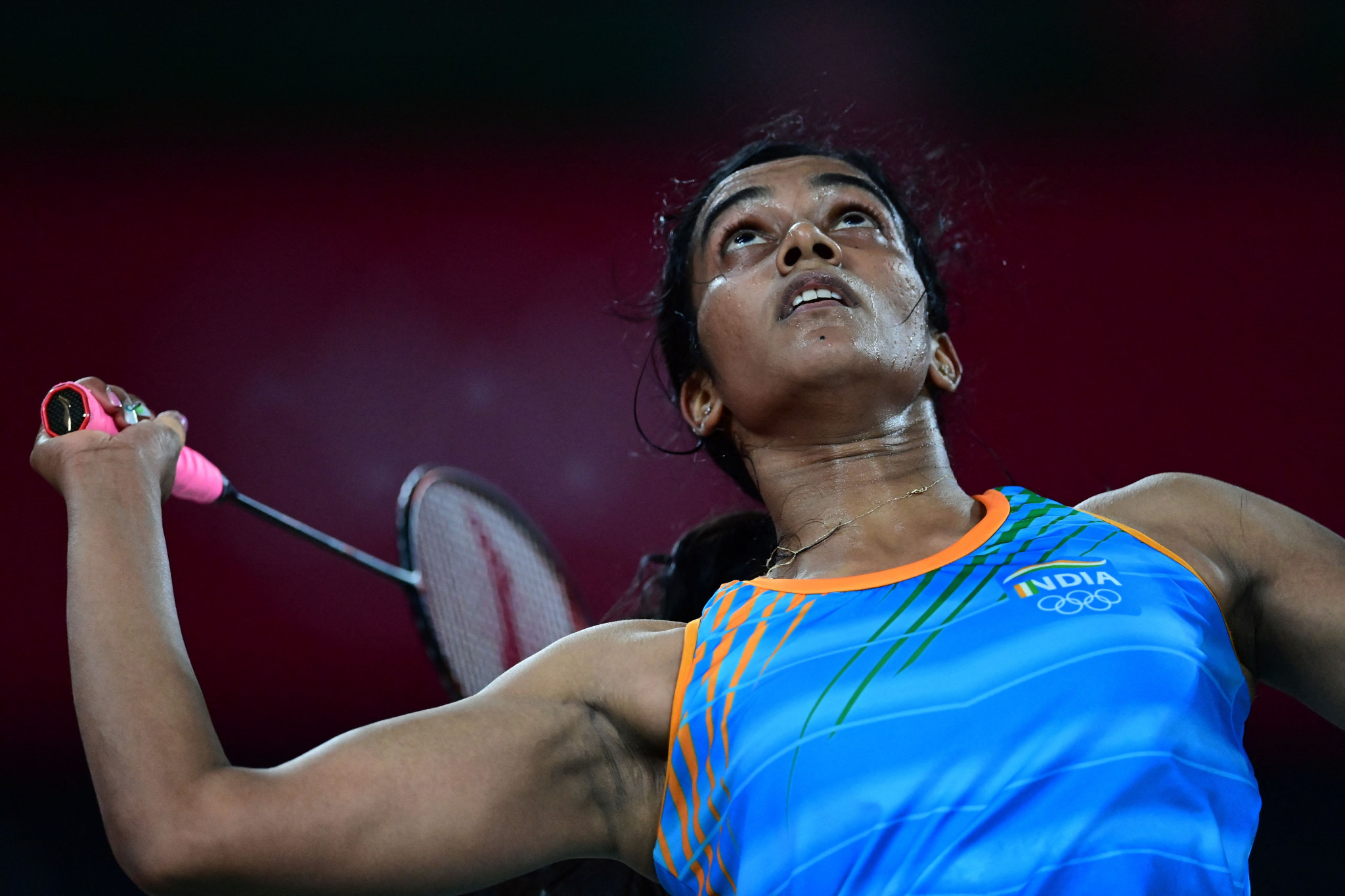 Defending champion PV Sindhu advanced to the women's singles quarter-finals ©Getty Images