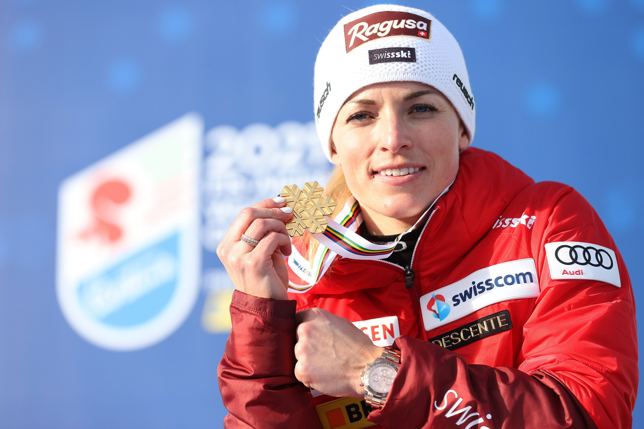 Lara Gut-Behrami won two world title in Cortina d'Ampezzo earlier this year ©Getty Images