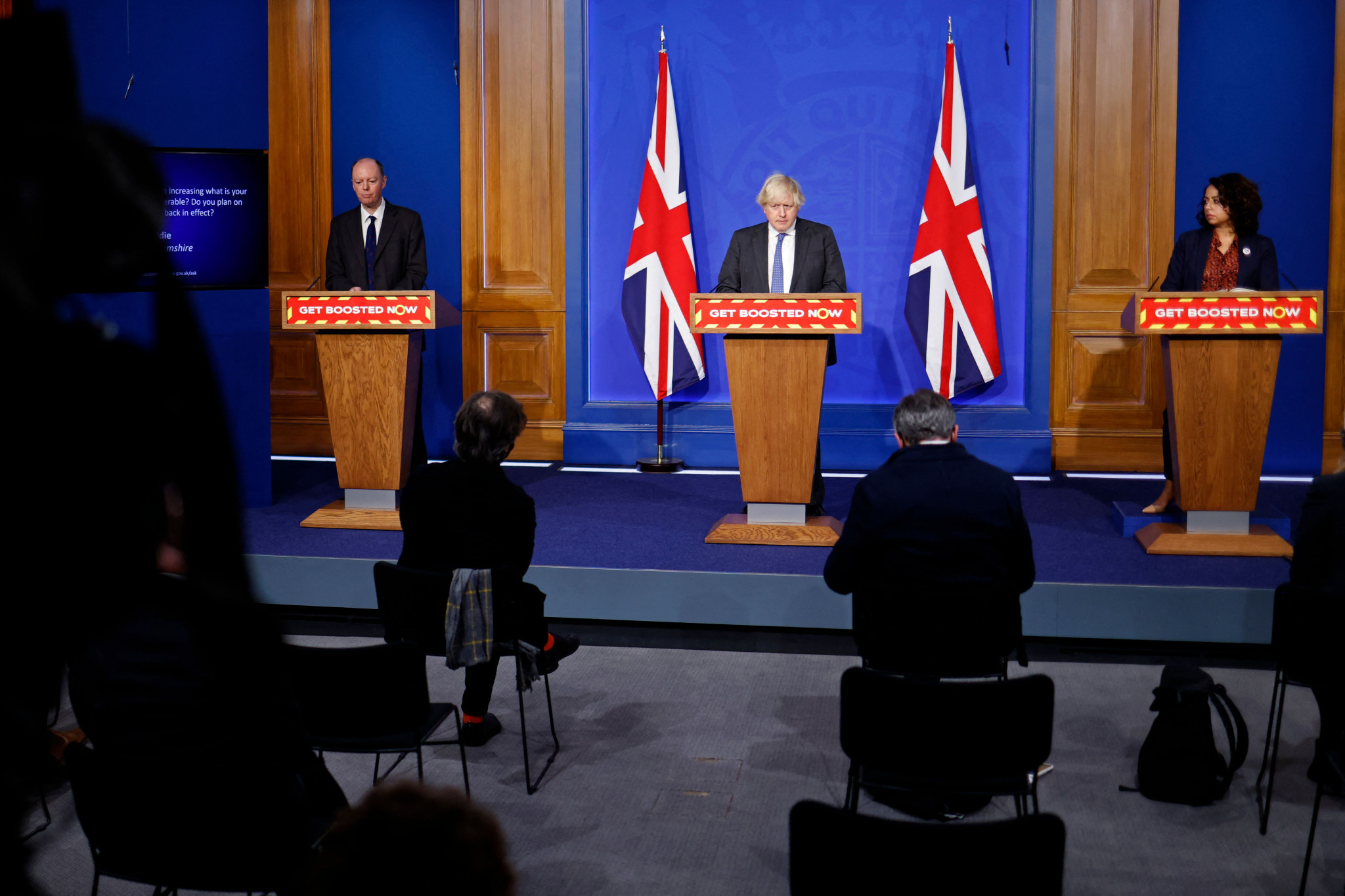 Britain has imposed some new COVID-19 restrictions, but Prime Minister Boris Johnson, centre, has faced stern criticism for his response and allegations Government officials broke rules last Christmas ©Getty Images
