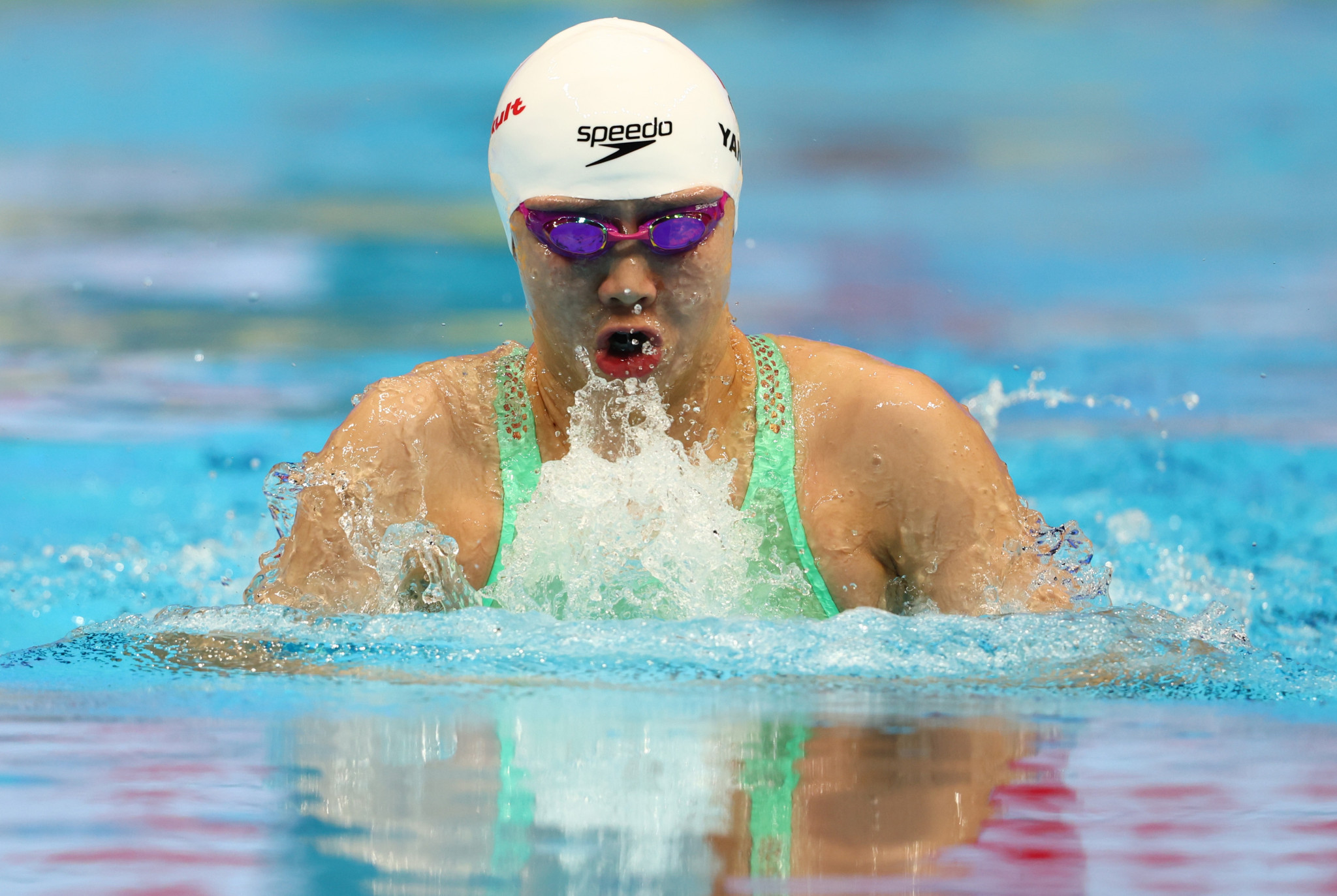 Tang Qianting of China pulls away to win the women's 100m breaststroke crown ©Getty Images