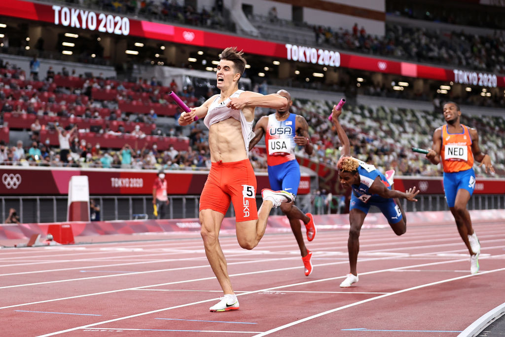 Kajetan Duszyński, who won Olympic gold for Poland in the mixed 4x400 metres relay, studies in Lodz ©Getty Images