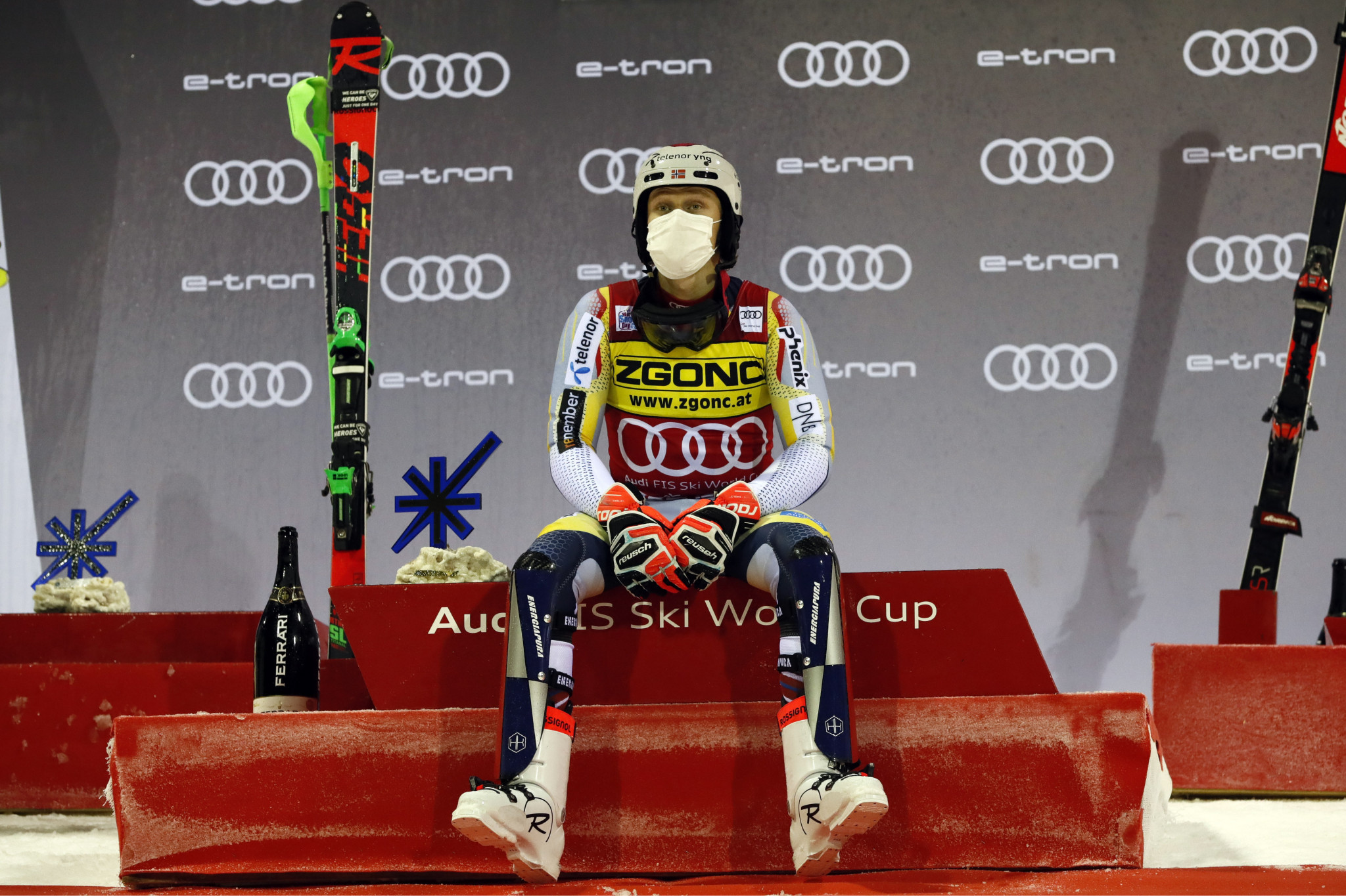 Henrik Kristoffersen triumphed in last year's slalom in Madonna di Campiglio ©Getty Images