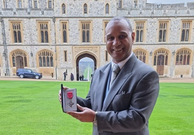 Densign White received his MBE at Windsor Castle ©IMMAF