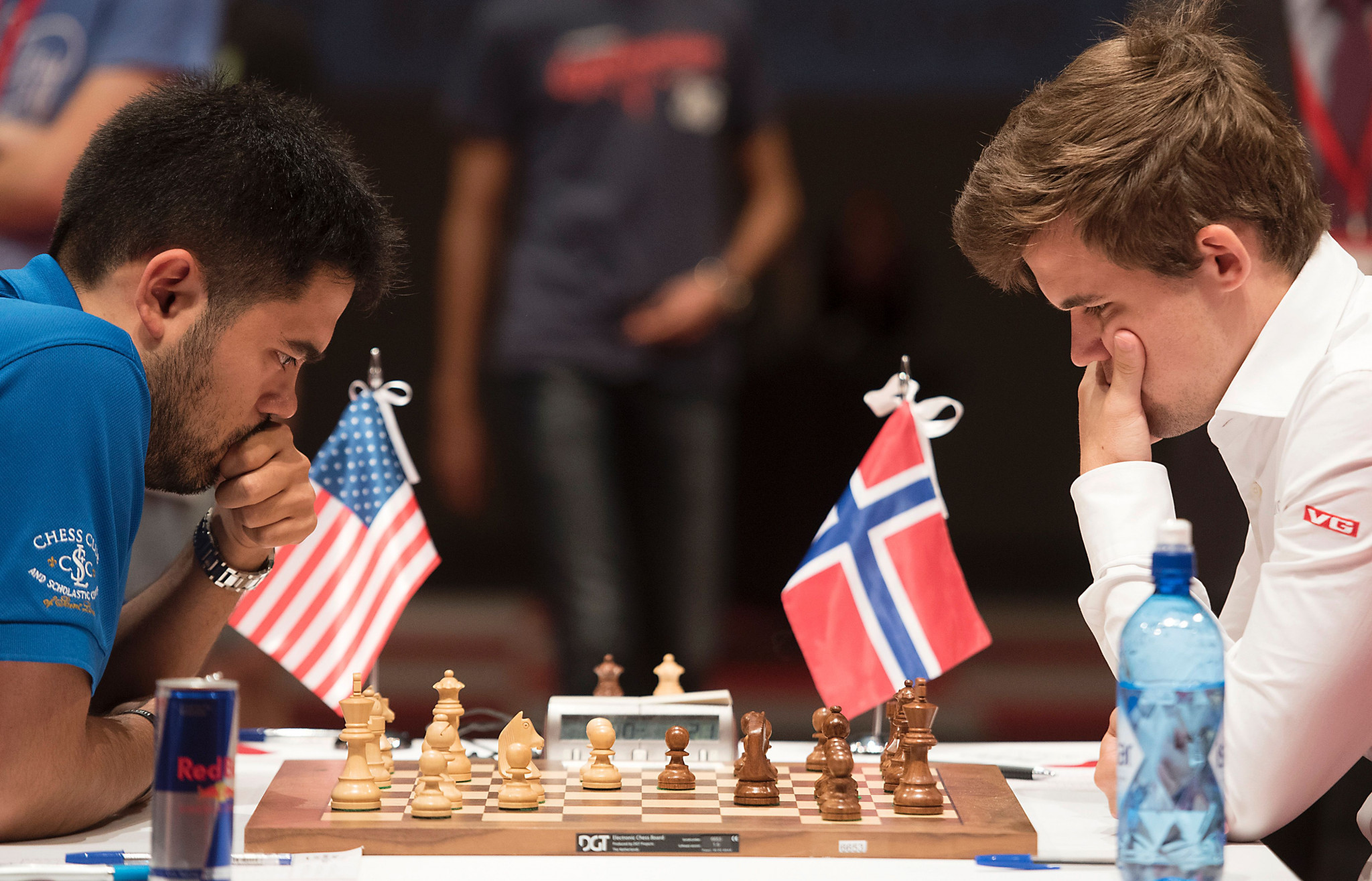Five-time United States champion Hikaru Nakamura, left, is due to be one of Magnus Carlsen's, right, primary challengers ©Getty Images 