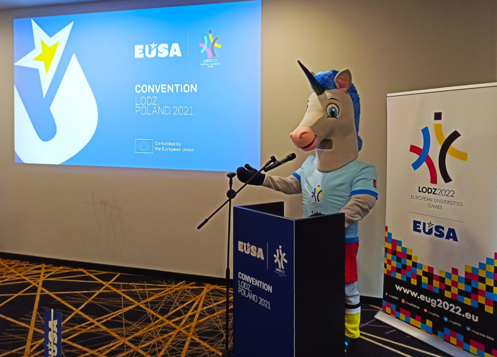 EUGenio is the mascot for the Lodz 2022 European Universities Games, where COVID-19 vaccination will be mandatory ©EUSA