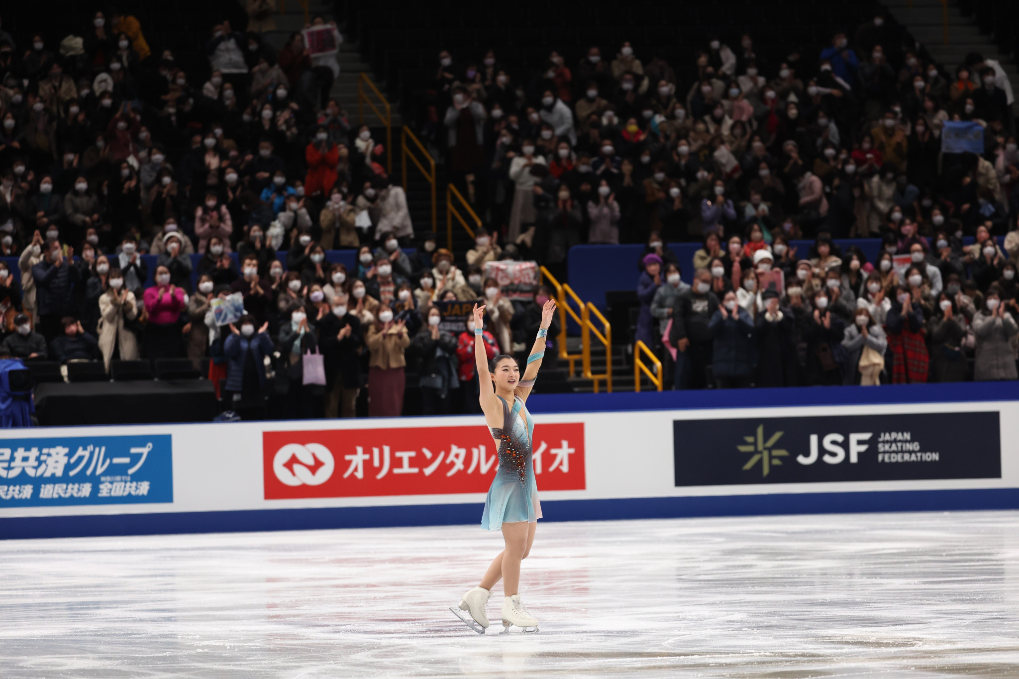 Kaori Sakamoto reveled in the applause after producing an excellent performance at the Saitama Super Arena ©Getty Images