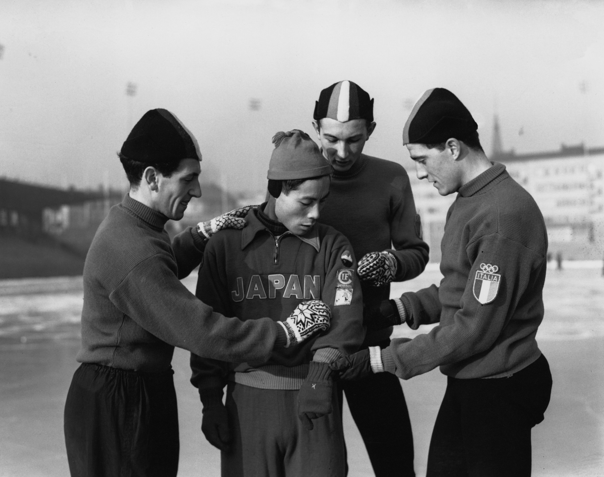 Speed skater Guido Caroli, left, competed at three Winter Olympics - 1948, 1952 and 1956 ©Getty Images