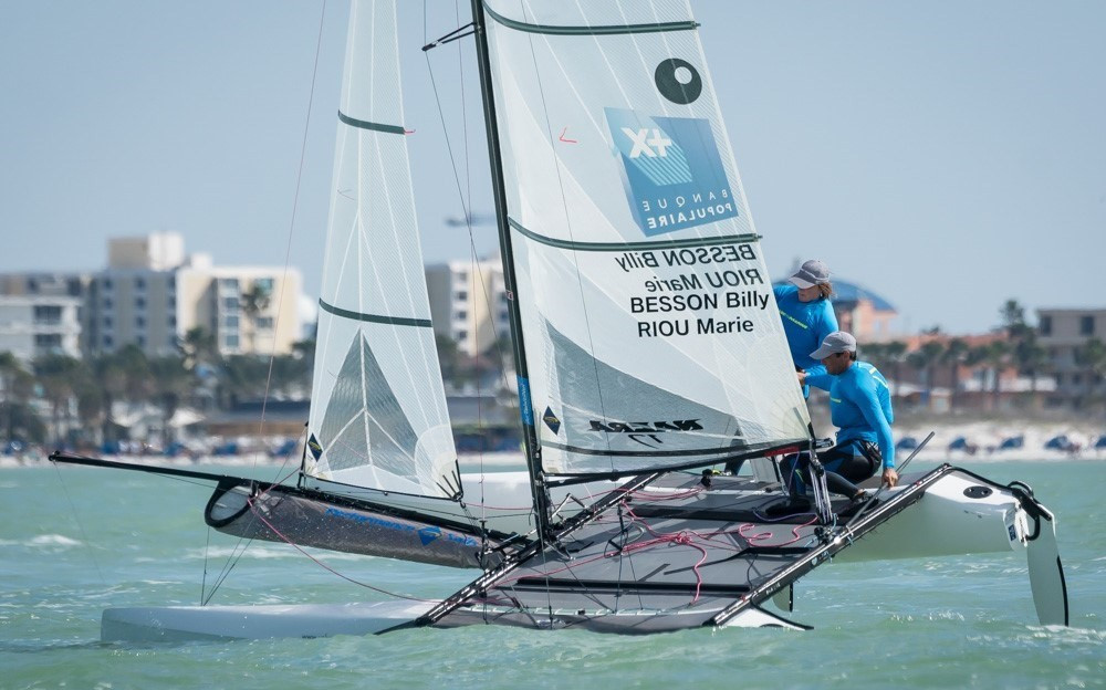 Triumphant French duo Billy Besson and Marie Riou took a second place finish  in the final race of the Nacra 17 series