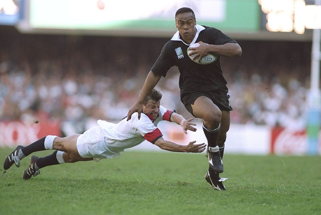 New Zealand's Jonah Lomu scored a hat-trick in the semi-finals of the 1995 Rugby World Cup ©Getty Images