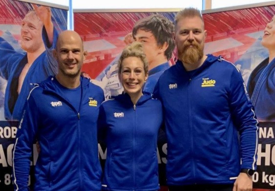 Sally Conway, centre, will work alongside Robert Eriksson, left, and Viktor Carlsson, right, at the Swedish Judo Federation ©International Judo Federation