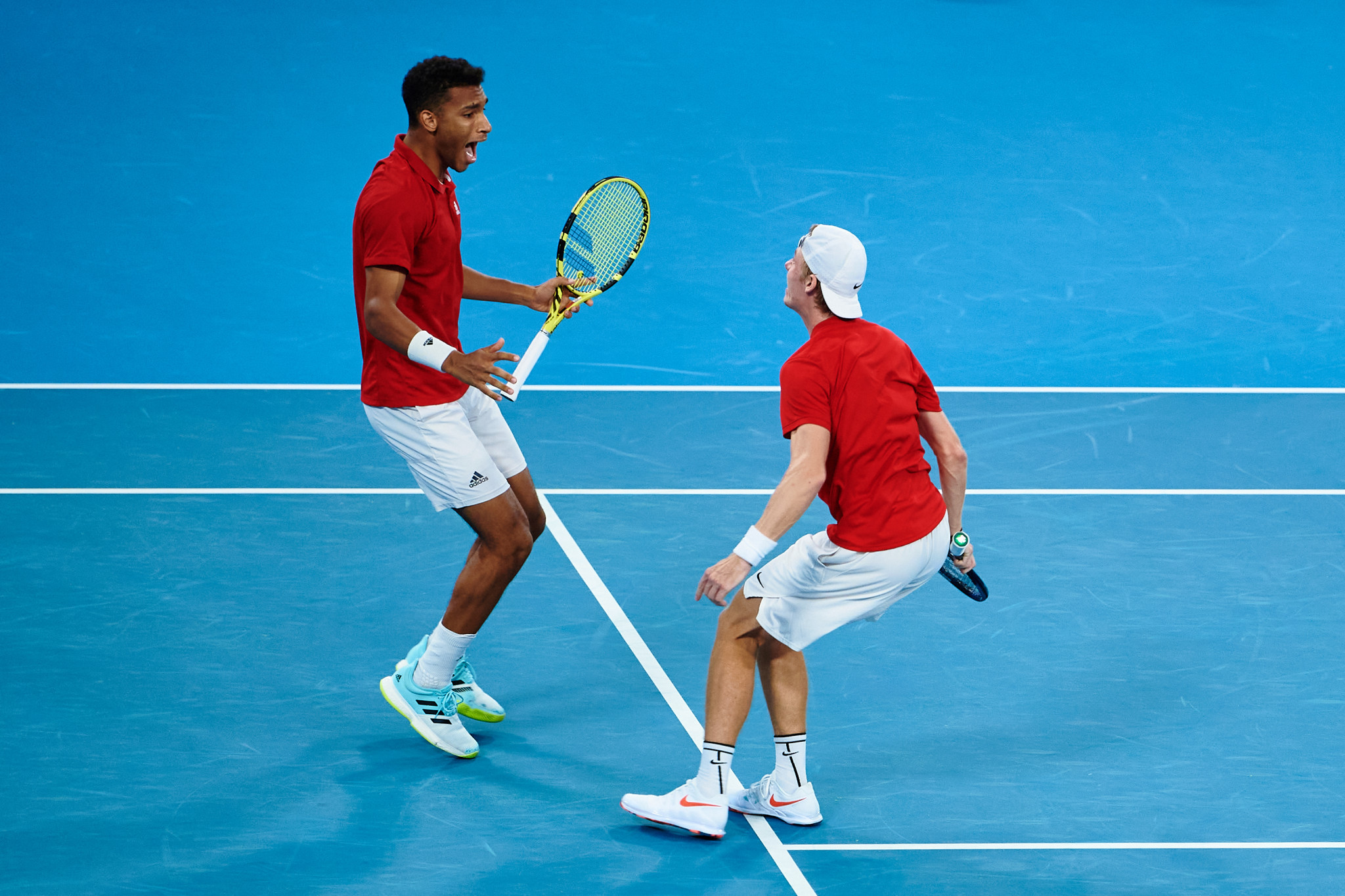 Félix Auger-Aliassime, left, and Denis Shapovalov helped Canada reach the ATP Cup final at the expense of holders Russia ©Getty Images