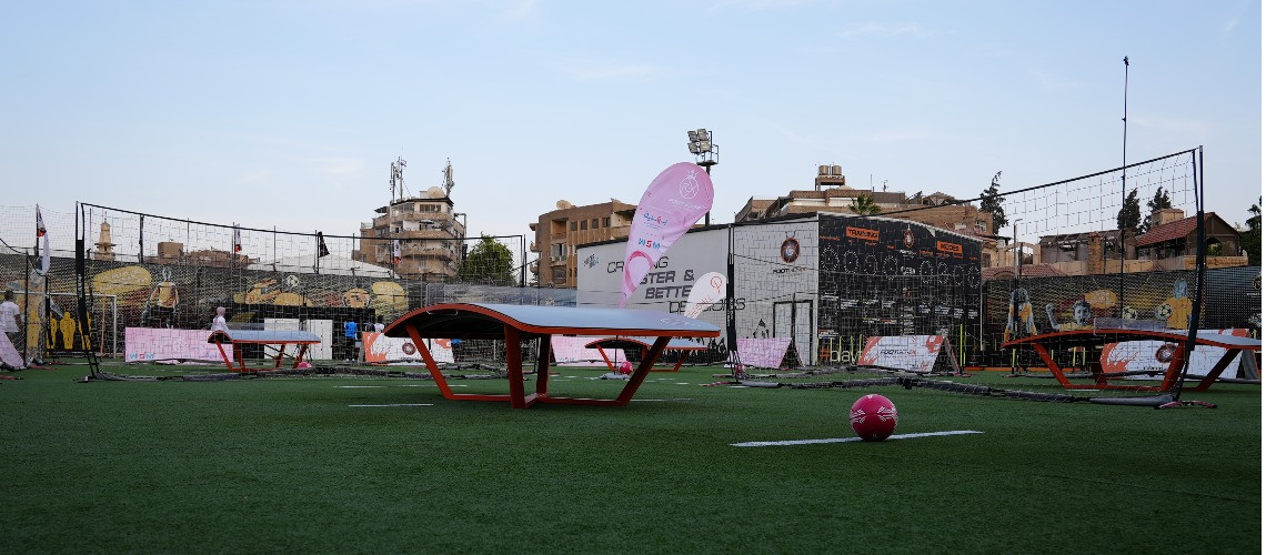 The event took place at the FOOTGENiX facility in Cairo to promote it as a safe space for women and girls to play football and teqball ©FITEQ