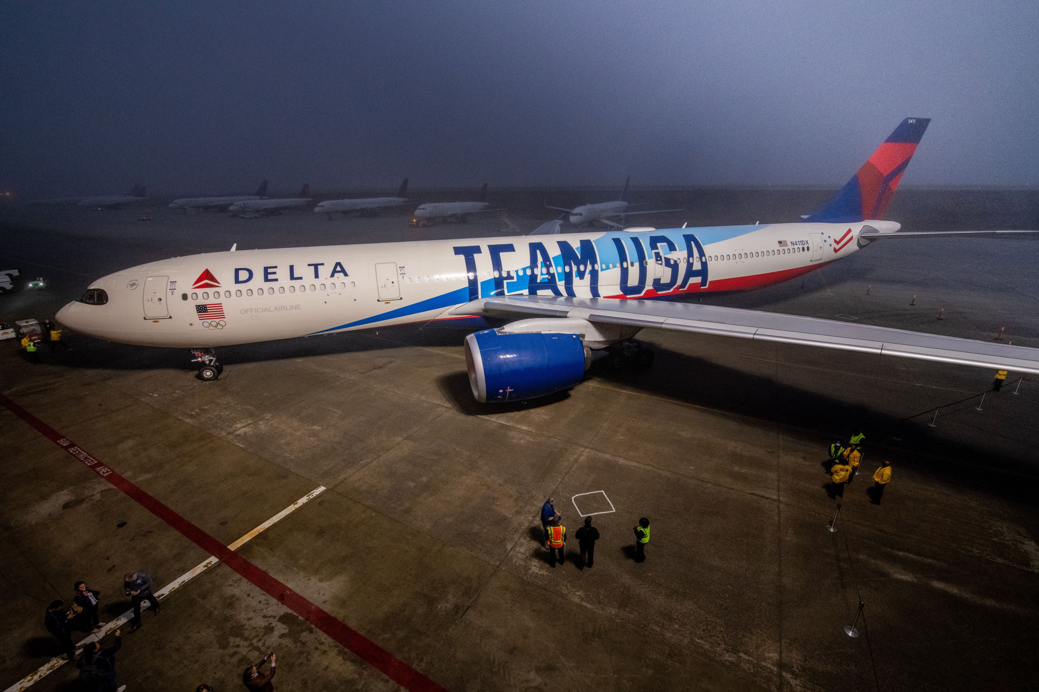 Delta Air Lines has unveiled a Team USA-inspired aircraft livery prior to Beijing 2022 ©Delta Air Lines