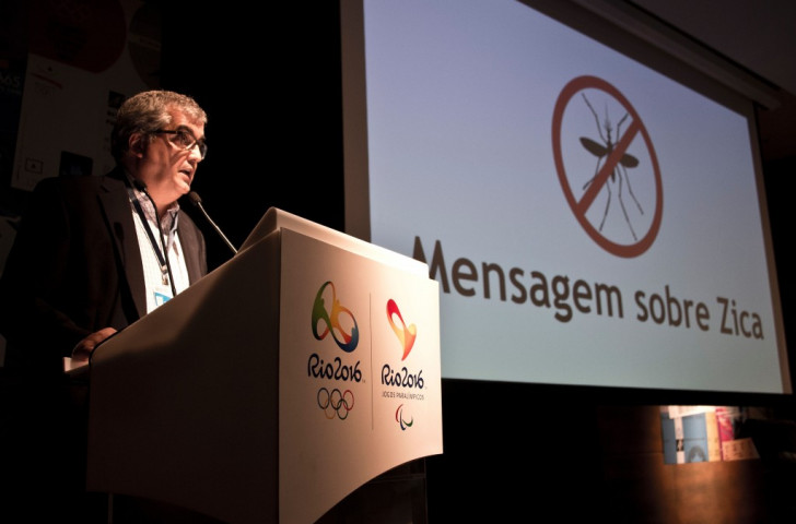 Mario Andrada, the Olympic Games Communications Director for Rio 2016, addressing concerns earlier this month over the spread of the Zika virus in Brazil ©Getty Images