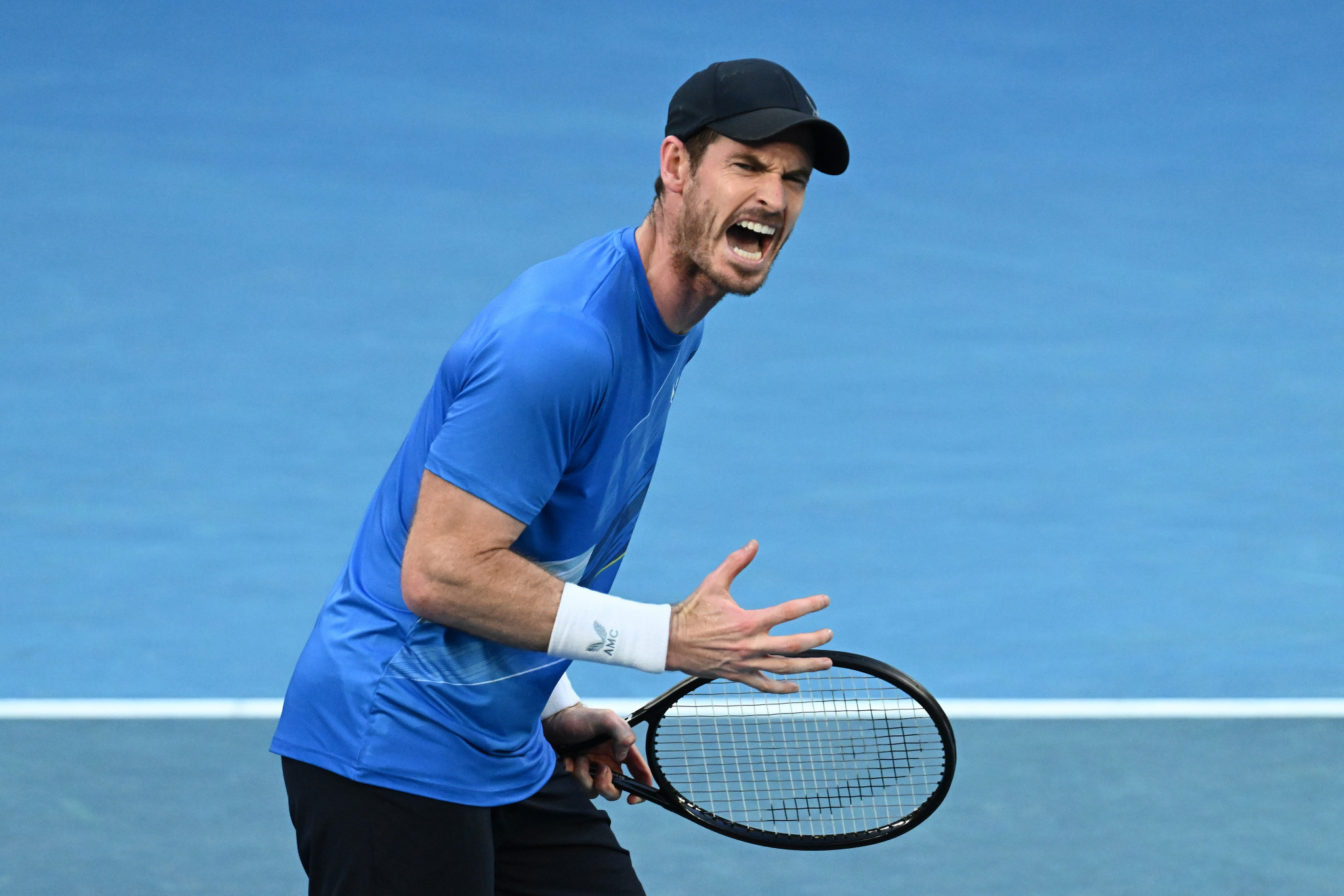 Britain's former world number one Sir Andy Murray struggles to hide his frustration as he lost to Japanese qualifier Taro Daniel ©Getty Images