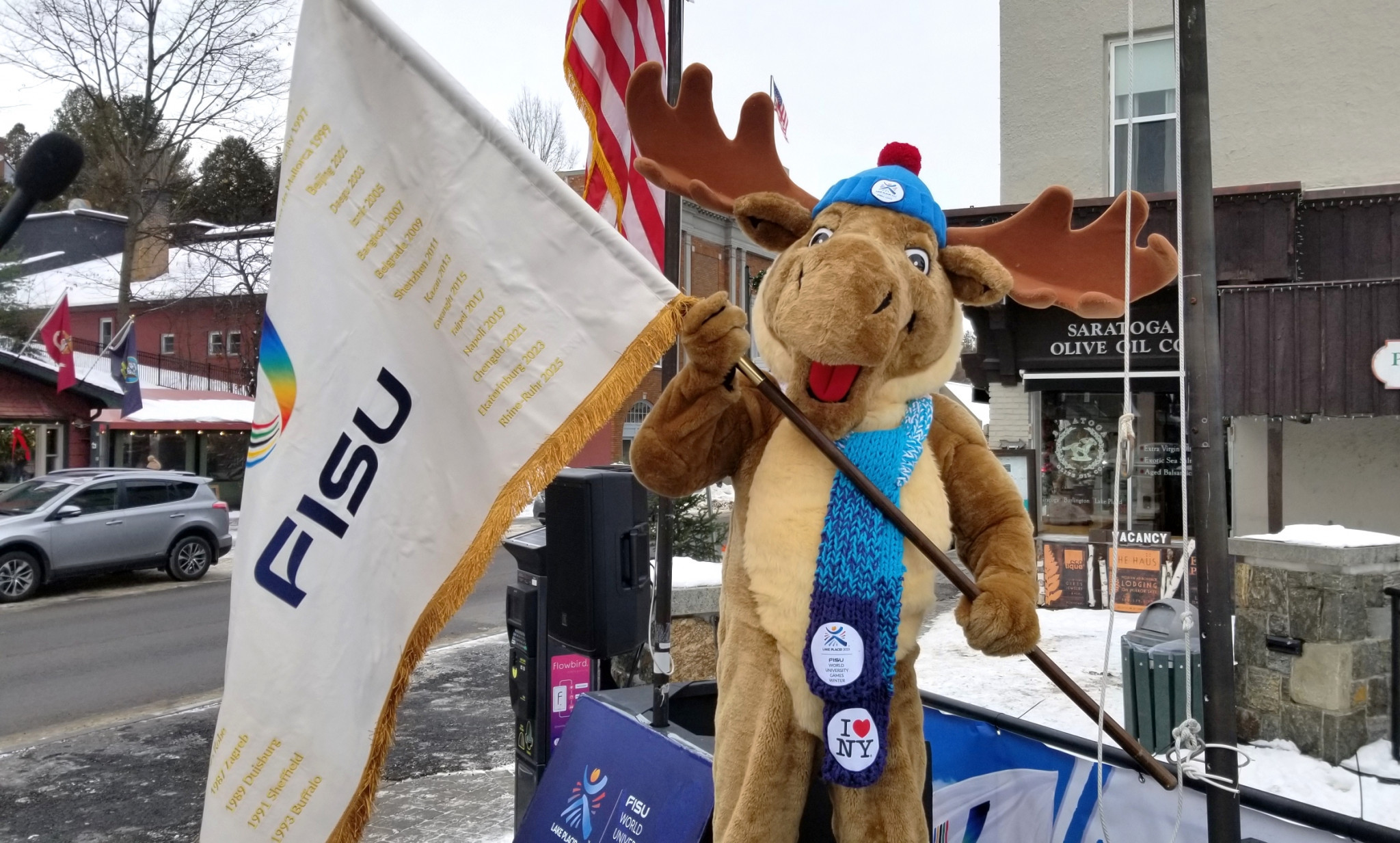 Lake Placid 2023 hosted a flag-raising ceremony at Mid's Park ©Lake Placid 2023