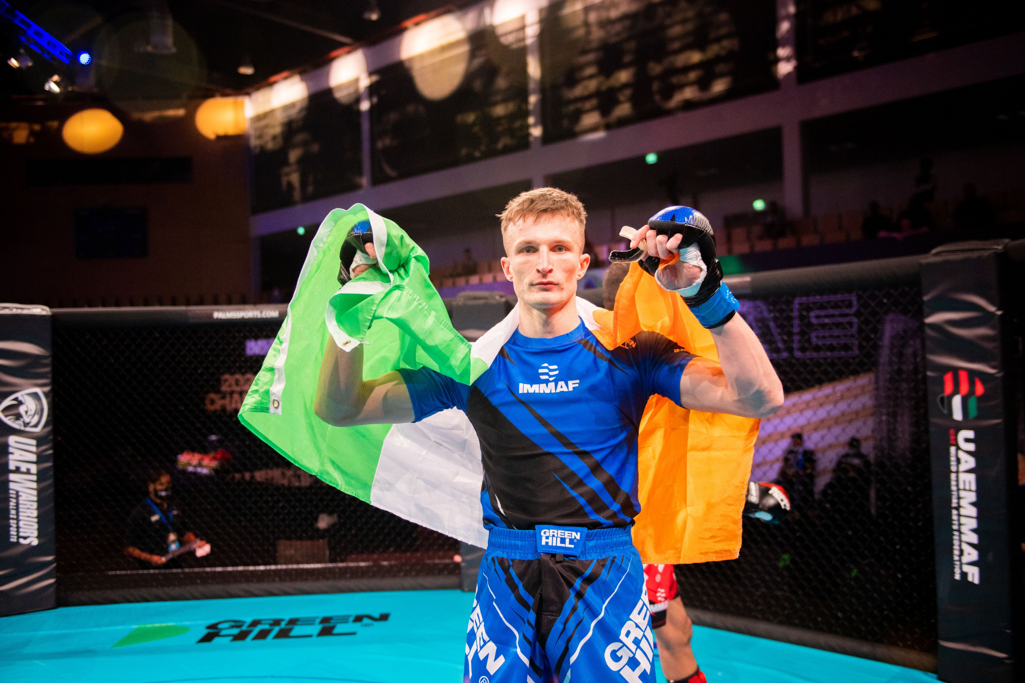 Damien McKenna knocked United Arab Emirates fighter Saeed Alhosani to the canvas en route to victory ©IMMAF