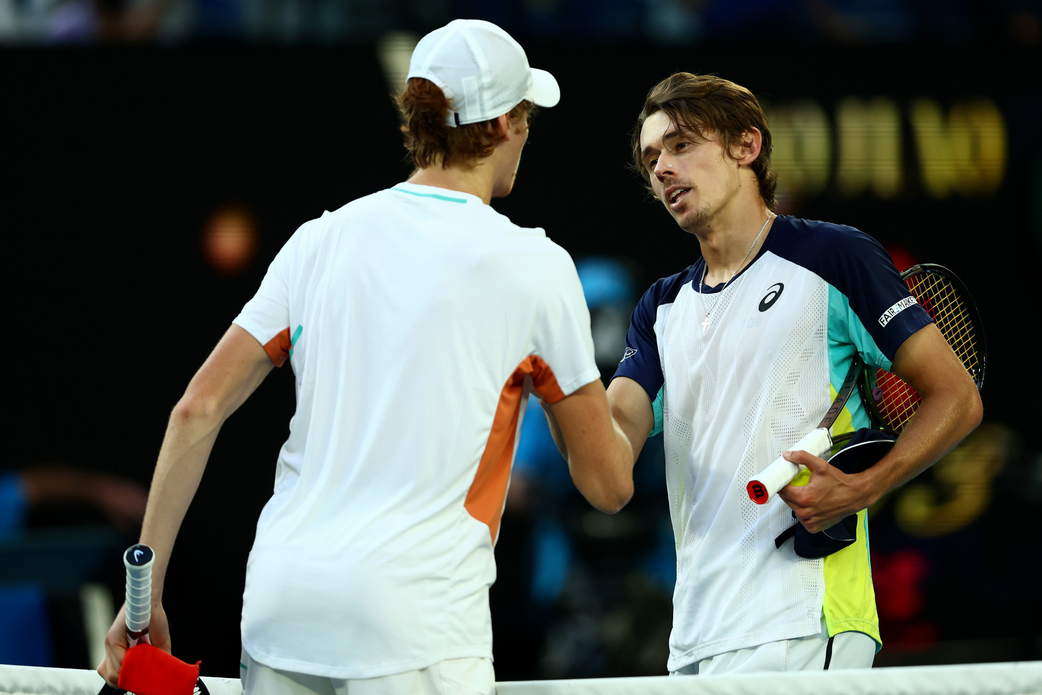The host nation's hopes of success in the men's singles at the Australian Open were ended as Alex de Minaur, right, was beaten in straight sets by Italy's Jannik Sinner, left ©Getty Images