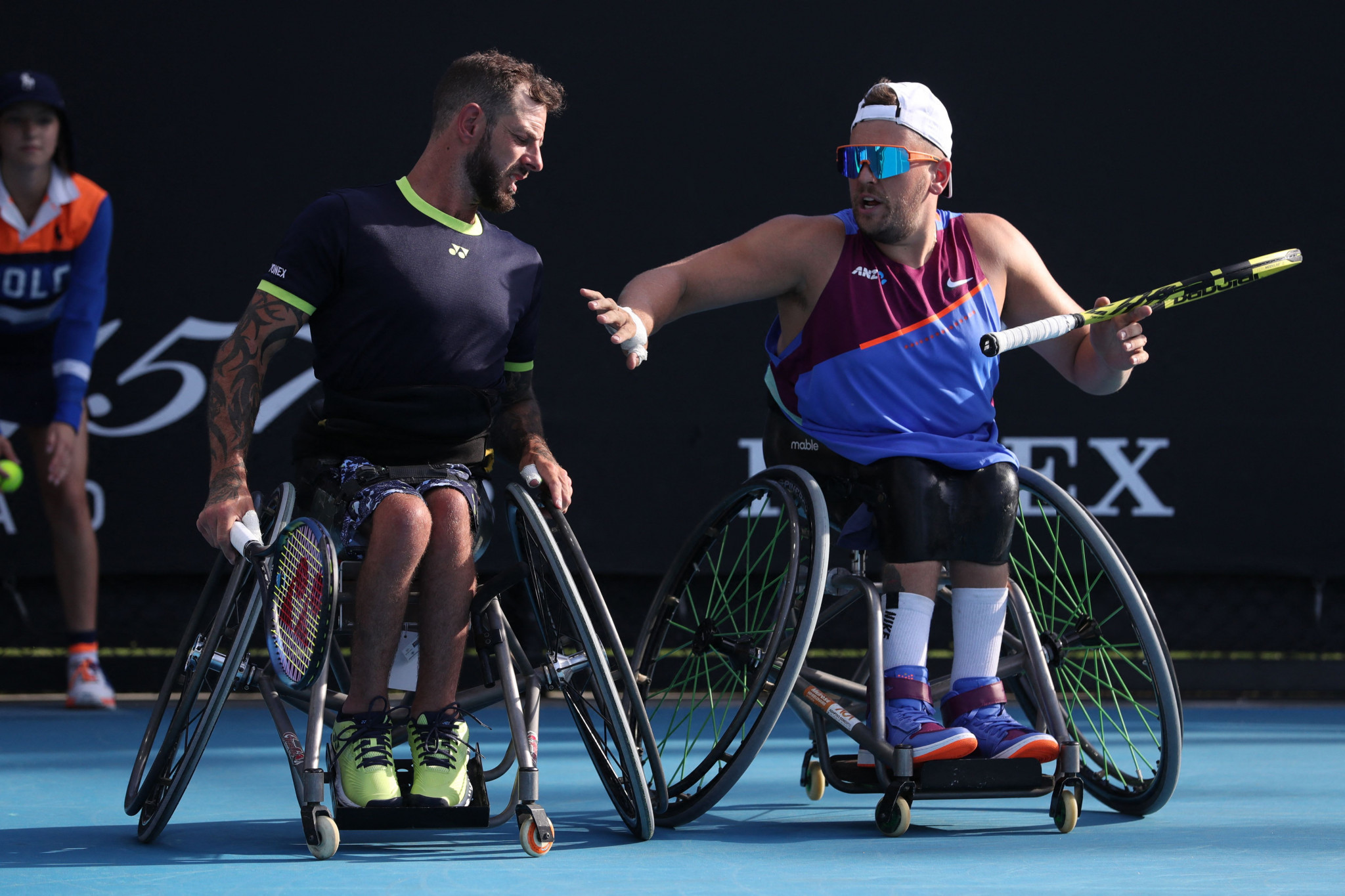 Home favourites Dylan Alcott and Heath Davidson had won the last four quad doubles tournaments at the Australian Open, but suffered a semi-final defeat to The Netherlands' Paralympic champions Sam Schröder and Niels Vink ©Getty Images