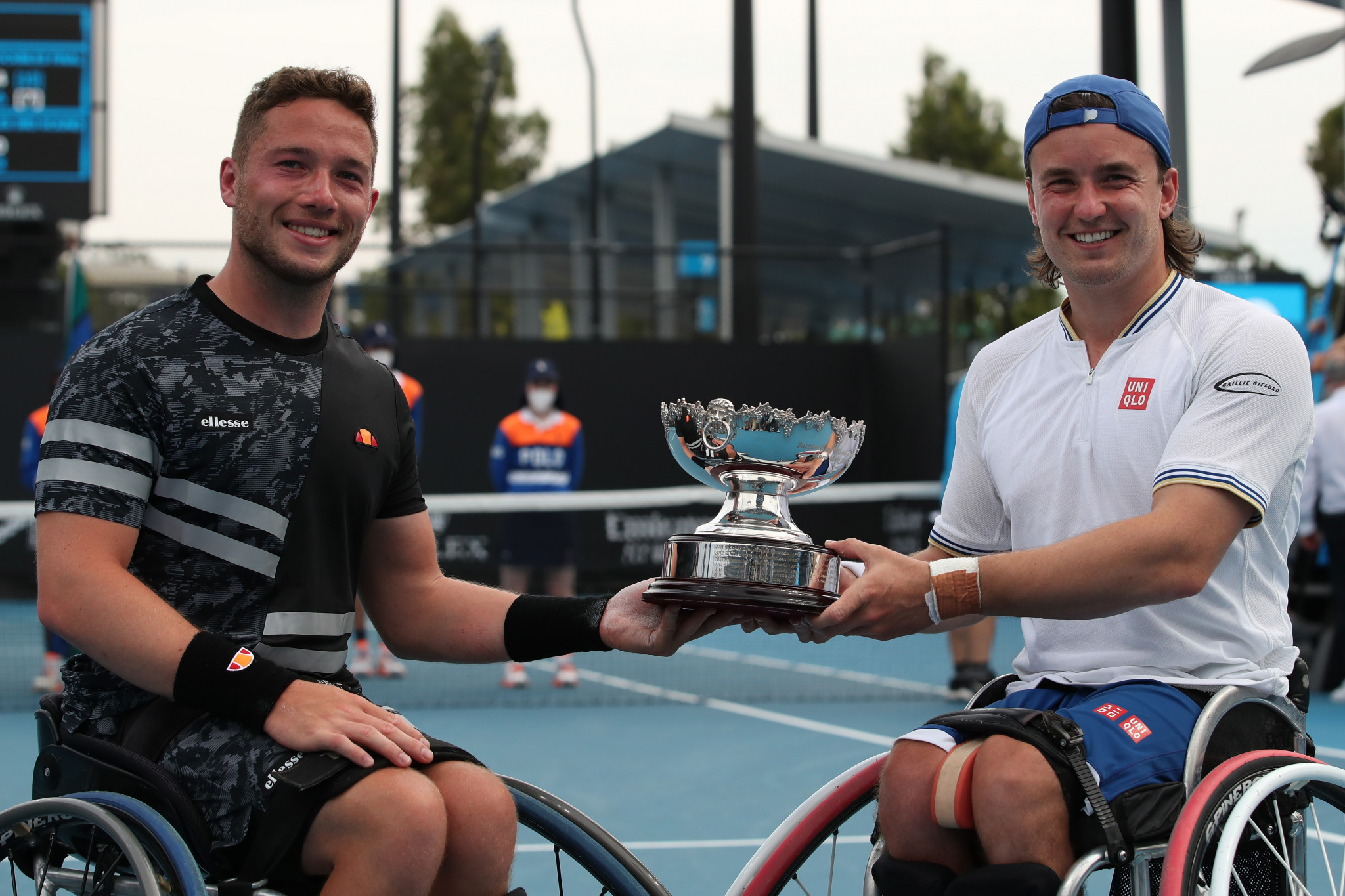 Britain's Alfie Hewett, left, and Gordon Reid won a record ninth consecutive Grand Slam title after triumphing in the men's wheelchair doubles final ©Getty Images