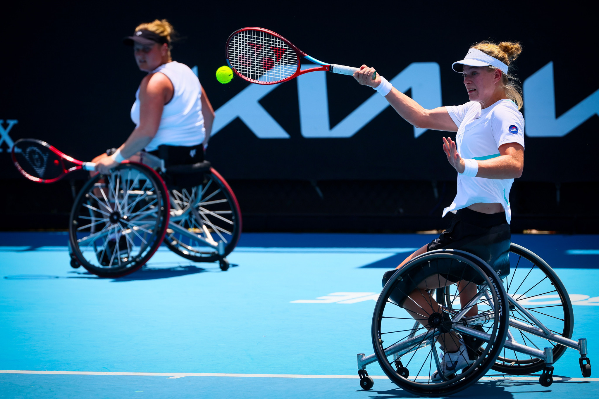 Dutch duo Diede De Groot and Aniek Van Koot prevailed 7-5, 3-6, 10-2 against Britain's Lucy Shuker and Yui Kamiji of Japan in the women's wheelchair doubles ©Getty Images