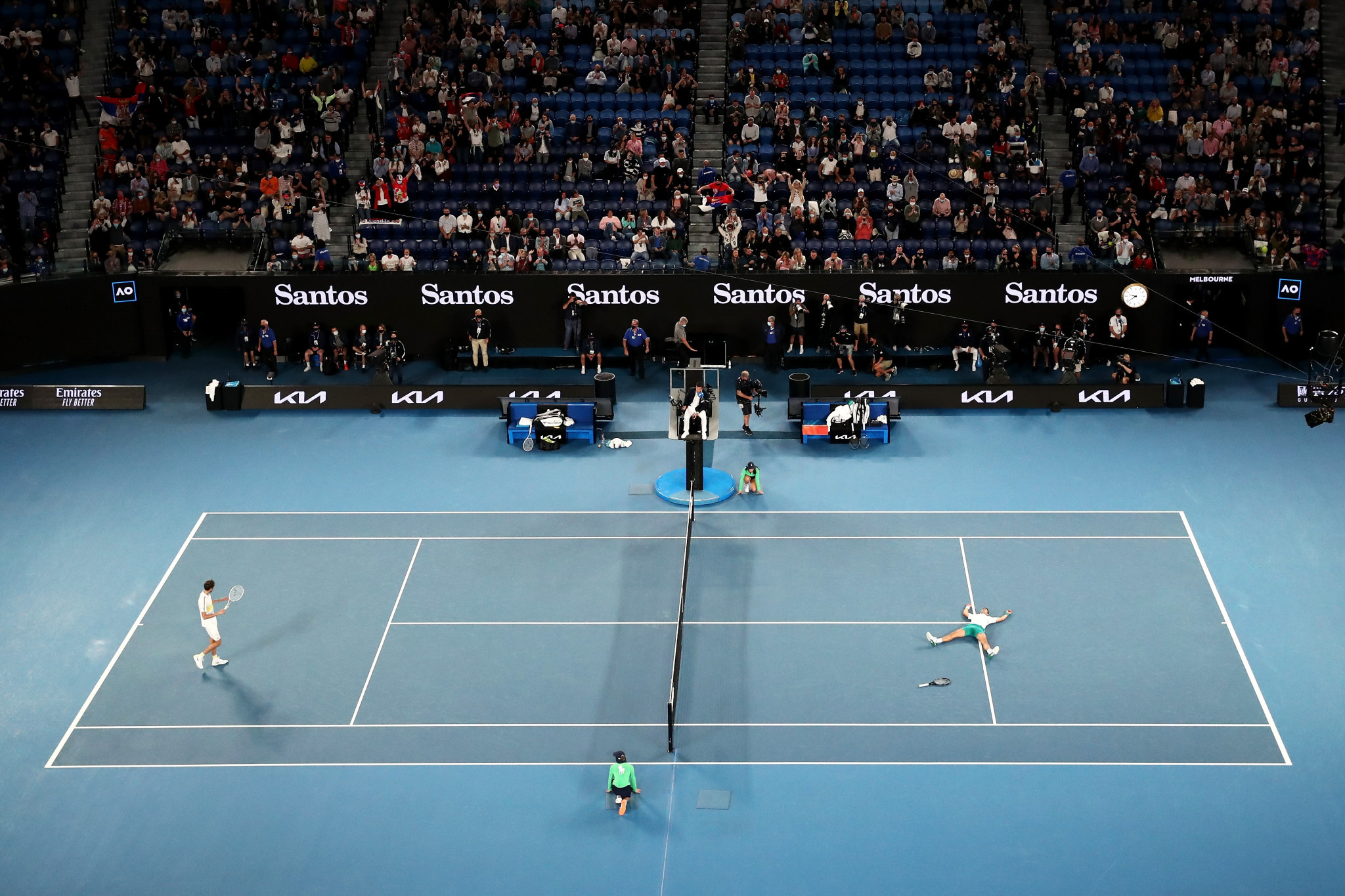 Oil and gas firm Santos, who logo featured prominently at last year's Australian Open, have been dropped from the list of sponsors for this year's event following protests from environmental groups ©Getty Images