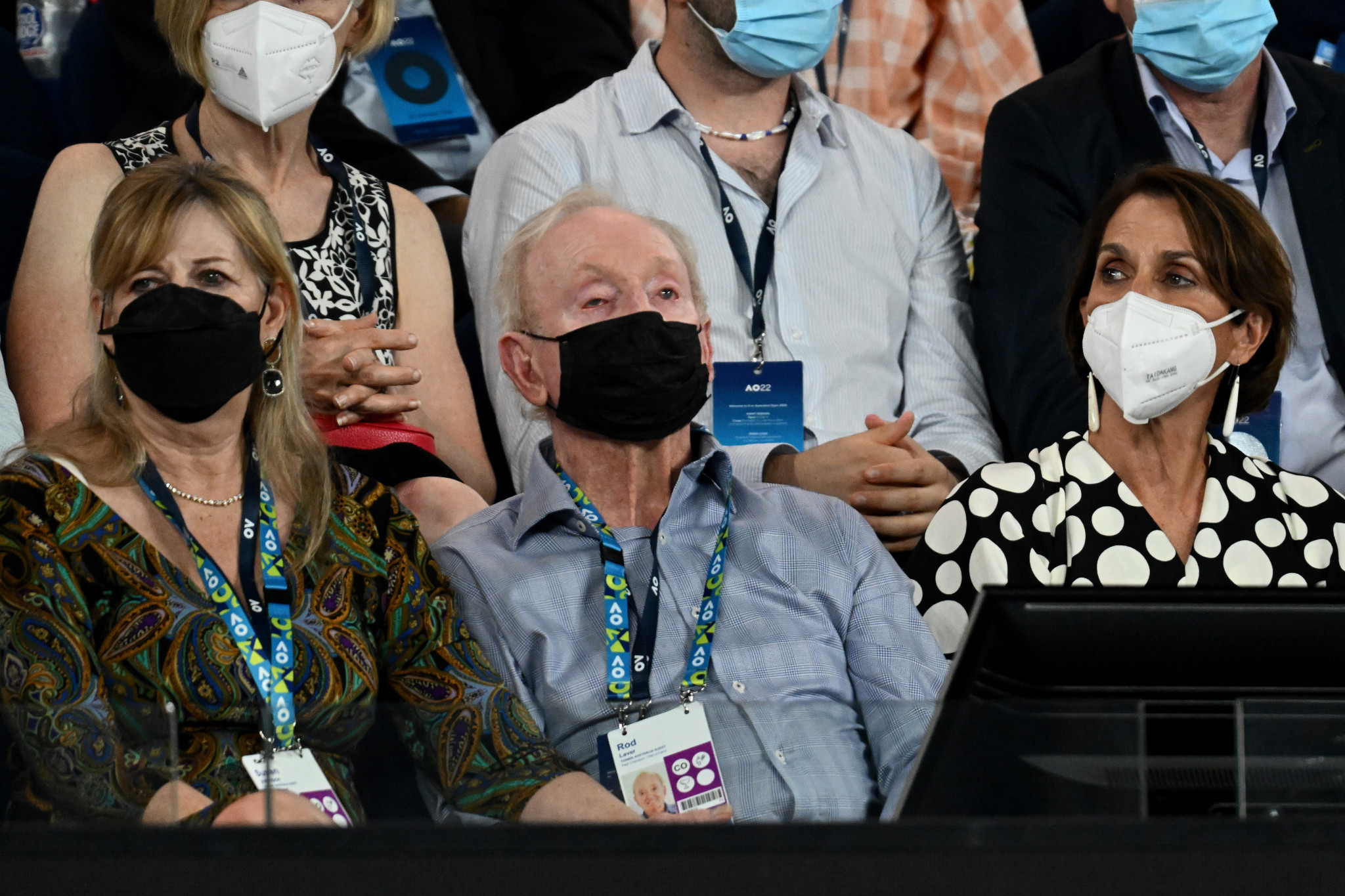 Rod Laver watches the men's singles action unfold on the court named after him ©Getty Images