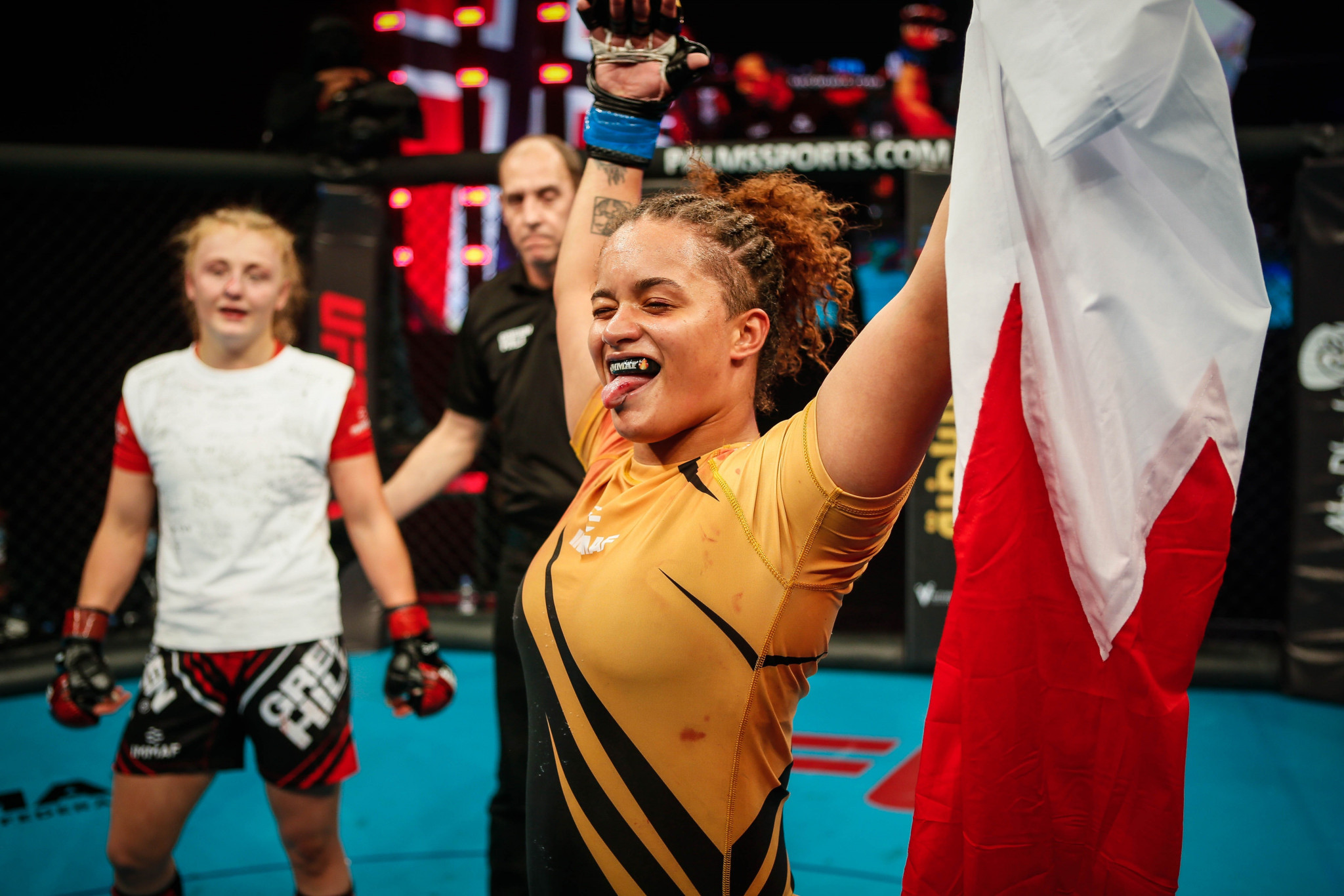 Sabrina Laurentina De Sousa defended her featherweight title for Bahrain ©IMMAF