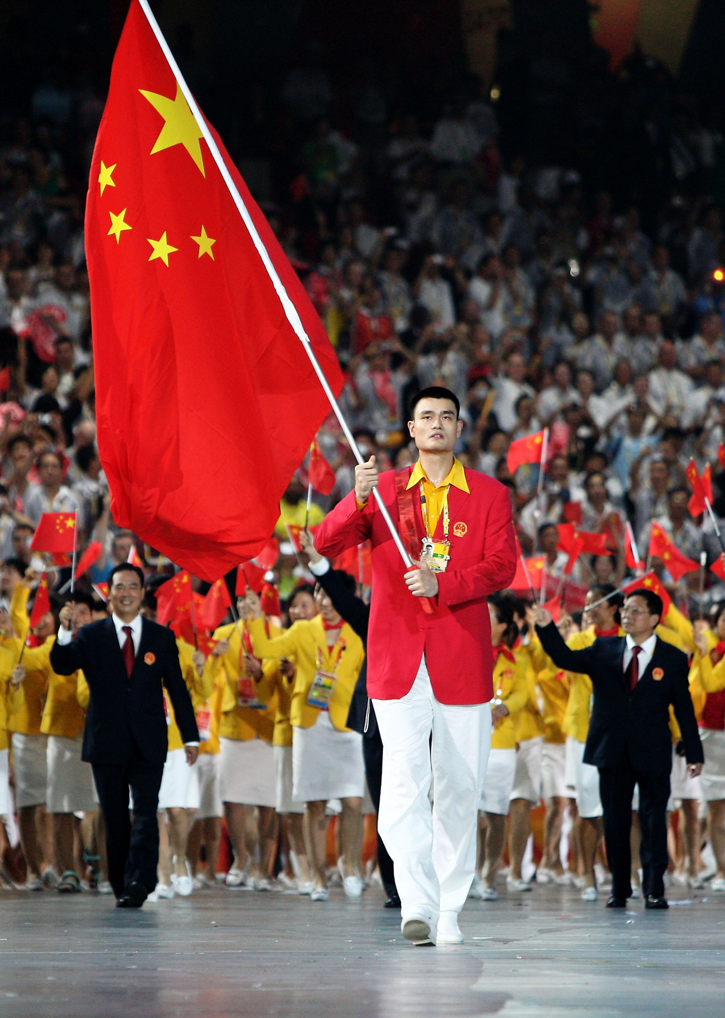 Basketball player Yao Ming carried China's flag at the Opening Ceremony of Beijing 2008 ©Getty Images