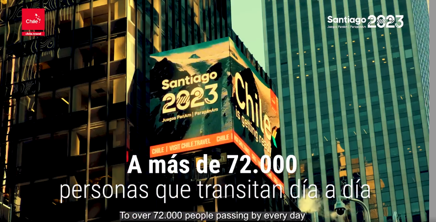Santiago 2023 is currently being promoted at Times Square in New York ©Facebook/Santiago 2023