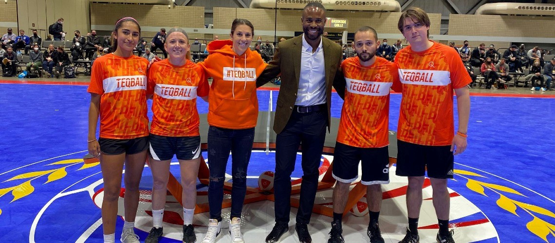 Olympic champion and World Cup winner Carli Lloyd helped promote teqball at the United Soccer Coaches Convention in Kansas City ©US Teqball Federation