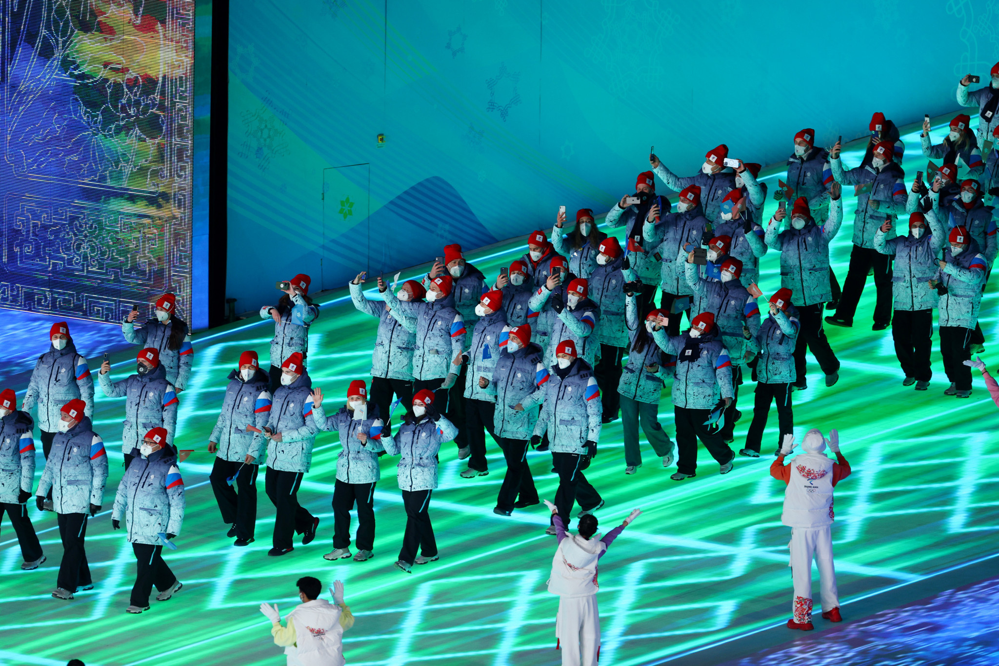 Russian Olympic Committee wear country's colours on sleeve at Beijing 2022 Opening Ceremony